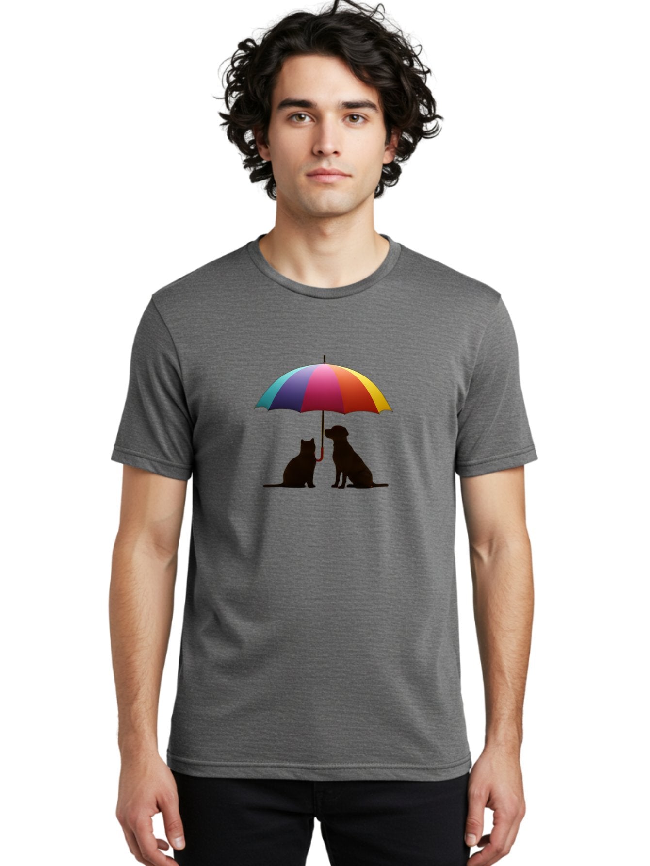 Cat-And-Dog-Under-Umbrella-1 Men'S Graphic Tee, 100% Cotton, Comfortable Casual Summer Wear, Machine Washable, Vintage Camera, Old Camera, Antique Camera, Black Camera, Classic Photography, Photography Equipment, Nostalgic Device, Film Camera, Baf715 23