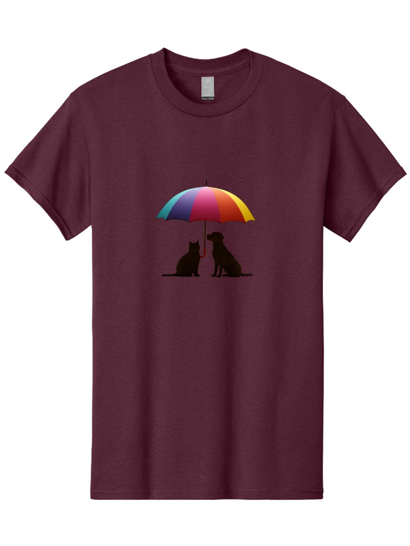 Cat-And-Dog-Under-Umbrella-1 Men'S Graphic Tee, 100% Cotton, Comfortable Casual Summer Wear, Machine Washable, Vintage Camera, Old Camera, Antique Camera, Black Camera, Classic Photography, Photography Equipment, Nostalgic Device, Film Camera, Baf715