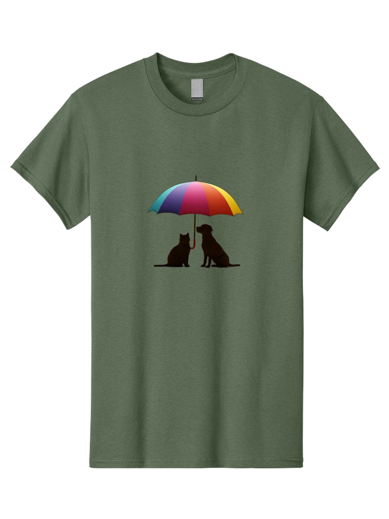 Cat-And-Dog-Under-Umbrella-1 Men'S Graphic Tee, 100% Cotton, Comfortable Casual Summer Wear, Machine Washable, Vintage Camera, Old Camera, Antique Camera, Black Camera, Classic Photography, Photography Equipment, Nostalgic Device, Film Camera, Baf715 13