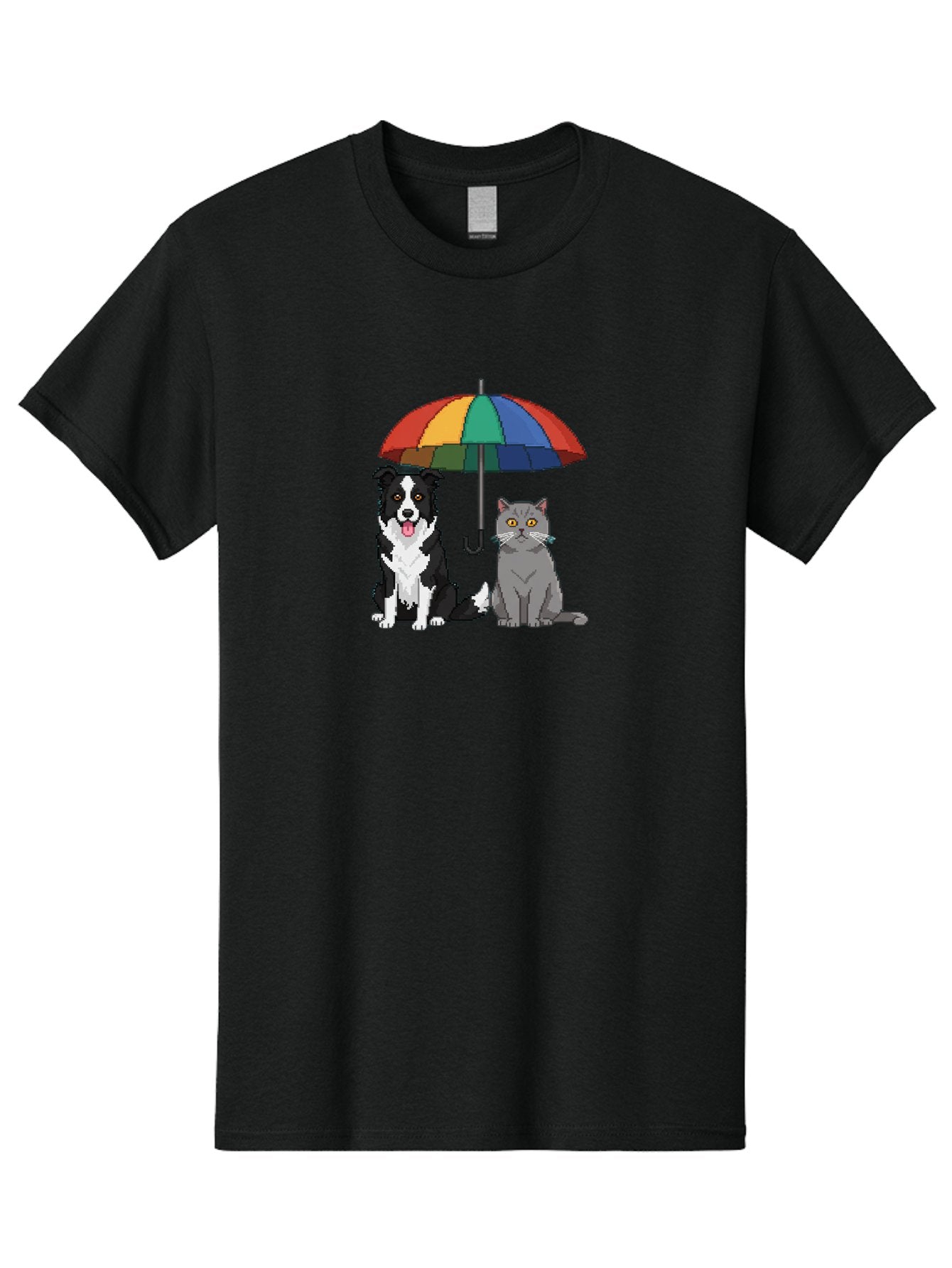 Cat-And-Dog-Under-Umbrella-3 Men'S Graphic Tee, 100% Cotton, Comfortable Casual Summer Wear, Machine Washable, Vintage Camera, Old Camera, Antique Camera, Black Camera, Classic Photography, Photography Equipment, Nostalgic Device, Film Camera, Baf717 11