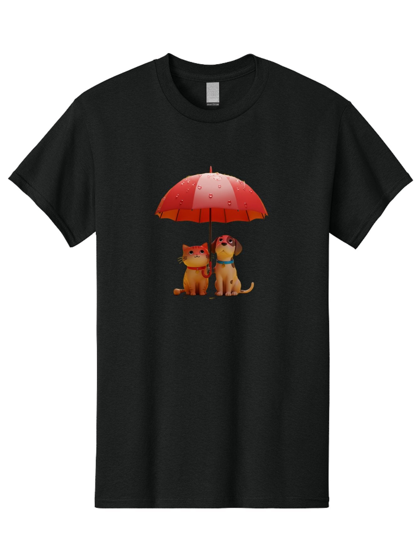 Cat-And-Dog-Under-Umbrella-4 Men'S Graphic Tee, 100% Cotton, Comfortable Casual Summer Wear, Machine Washable, Vintage Camera, Old Camera, Antique Camera, Black Camera, Classic Photography, Photography Equipment, Nostalgic Device, Film Camera, Baf718 10