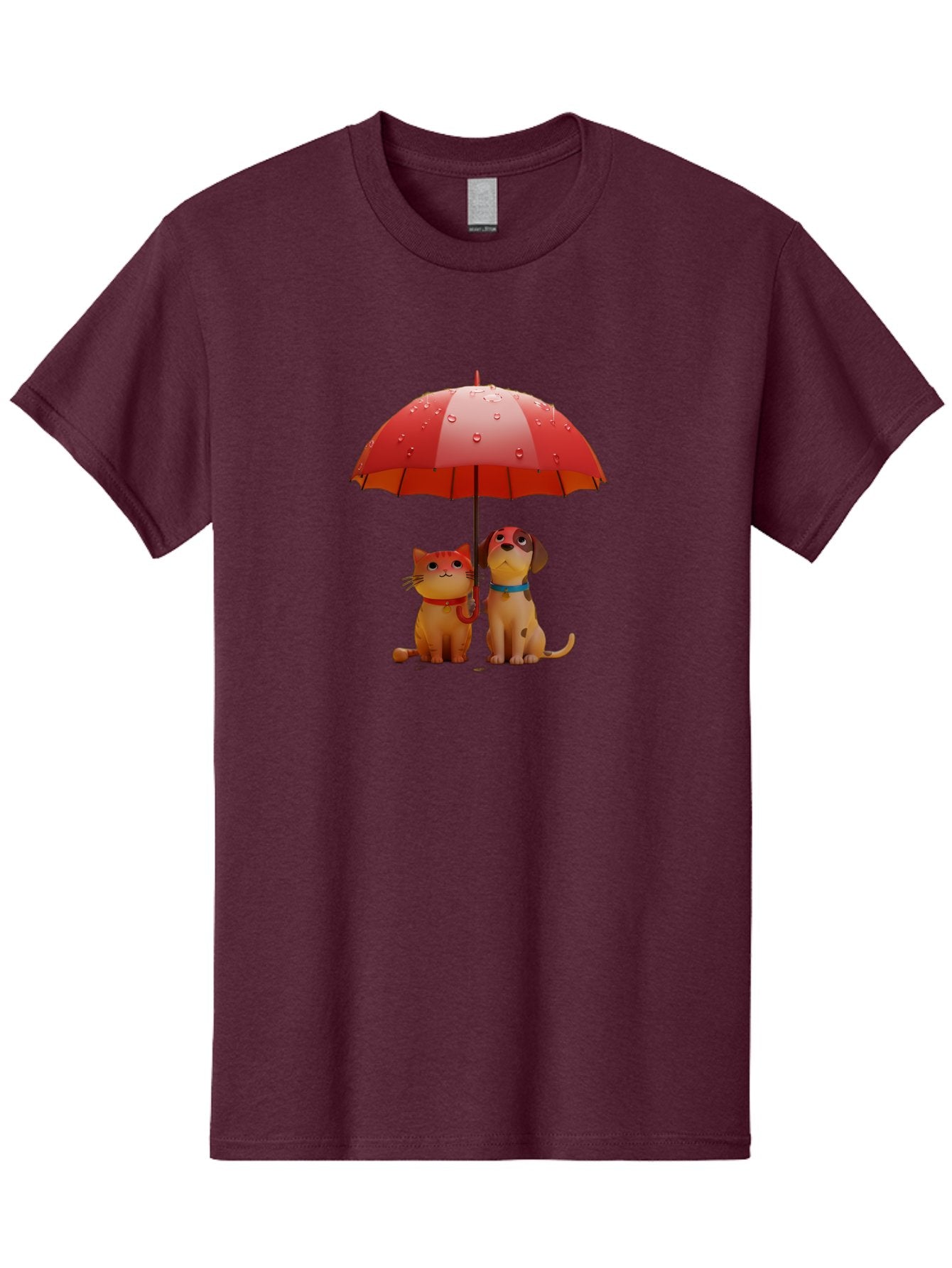Cat-And-Dog-Under-Umbrella-4 Men'S Graphic Tee, 100% Cotton, Comfortable Casual Summer Wear, Machine Washable, Vintage Camera, Old Camera, Antique Camera, Black Camera, Classic Photography, Photography Equipment, Nostalgic Device, Film Camera, Baf718 6