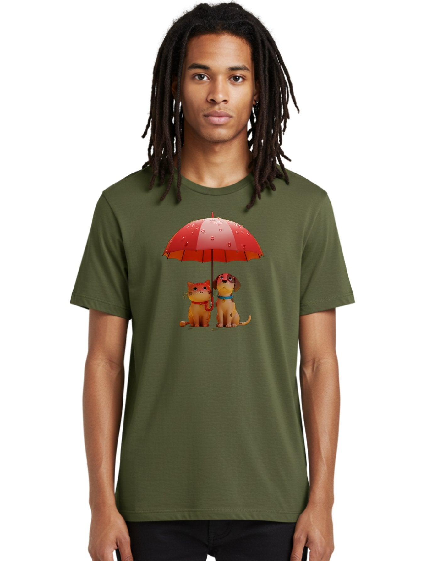 Cat-And-Dog-Under-Umbrella-4 Men'S Graphic Tee, 100% Cotton, Comfortable Casual Summer Wear, Machine Washable, Vintage Camera, Old Camera, Antique Camera, Black Camera, Classic Photography, Photography Equipment, Nostalgic Device, Film Camera, Baf718 27