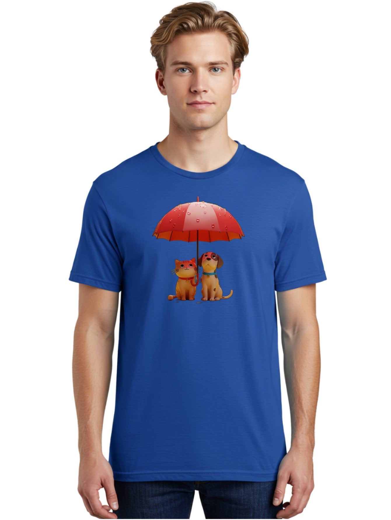 Cat-And-Dog-Under-Umbrella-4 Men'S Graphic Tee, 100% Cotton, Comfortable Casual Summer Wear, Machine Washable, Vintage Camera, Old Camera, Antique Camera, Black Camera, Classic Photography, Photography Equipment, Nostalgic Device, Film Camera, Baf718 18