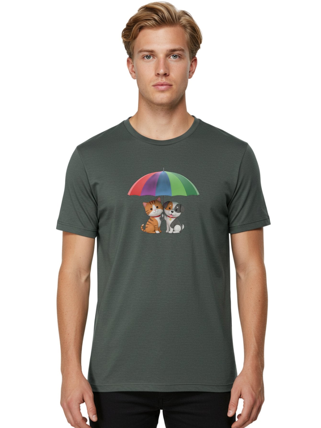 Cat-And-Dog-Under-Umbrella-5 Men'S Graphic Tee, 100% Cotton, Comfortable Casual Summer Wear, Machine Washable, Vintage Camera, Old Camera, Antique Camera, Black Camera, Classic Photography, Photography Equipment, Nostalgic Device, Film Camera, Baf719 29