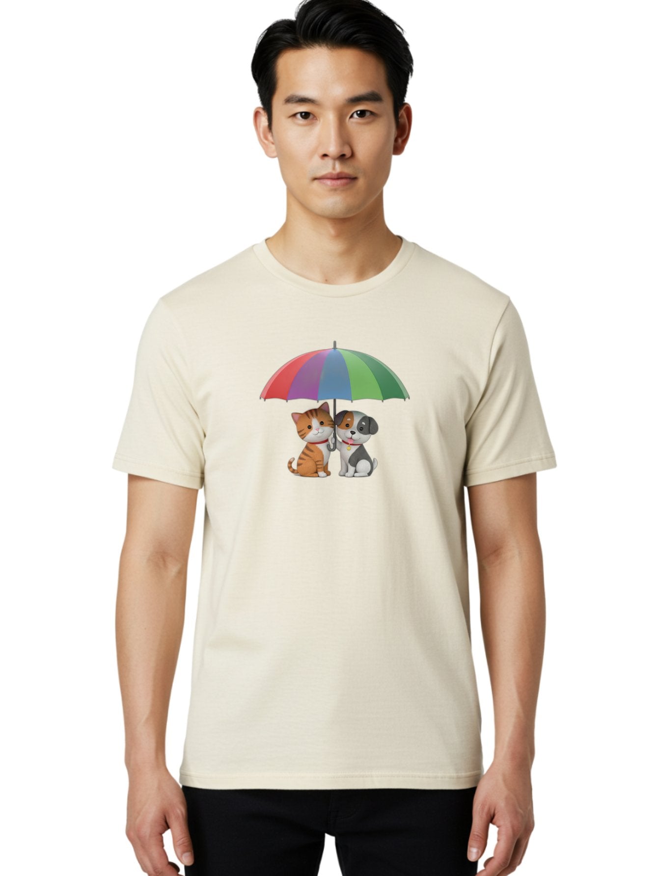 Cat-And-Dog-Under-Umbrella-5 Men'S Graphic Tee, 100% Cotton, Comfortable Casual Summer Wear, Machine Washable, Vintage Camera, Old Camera, Antique Camera, Black Camera, Classic Photography, Photography Equipment, Nostalgic Device, Film Camera, Baf719 18