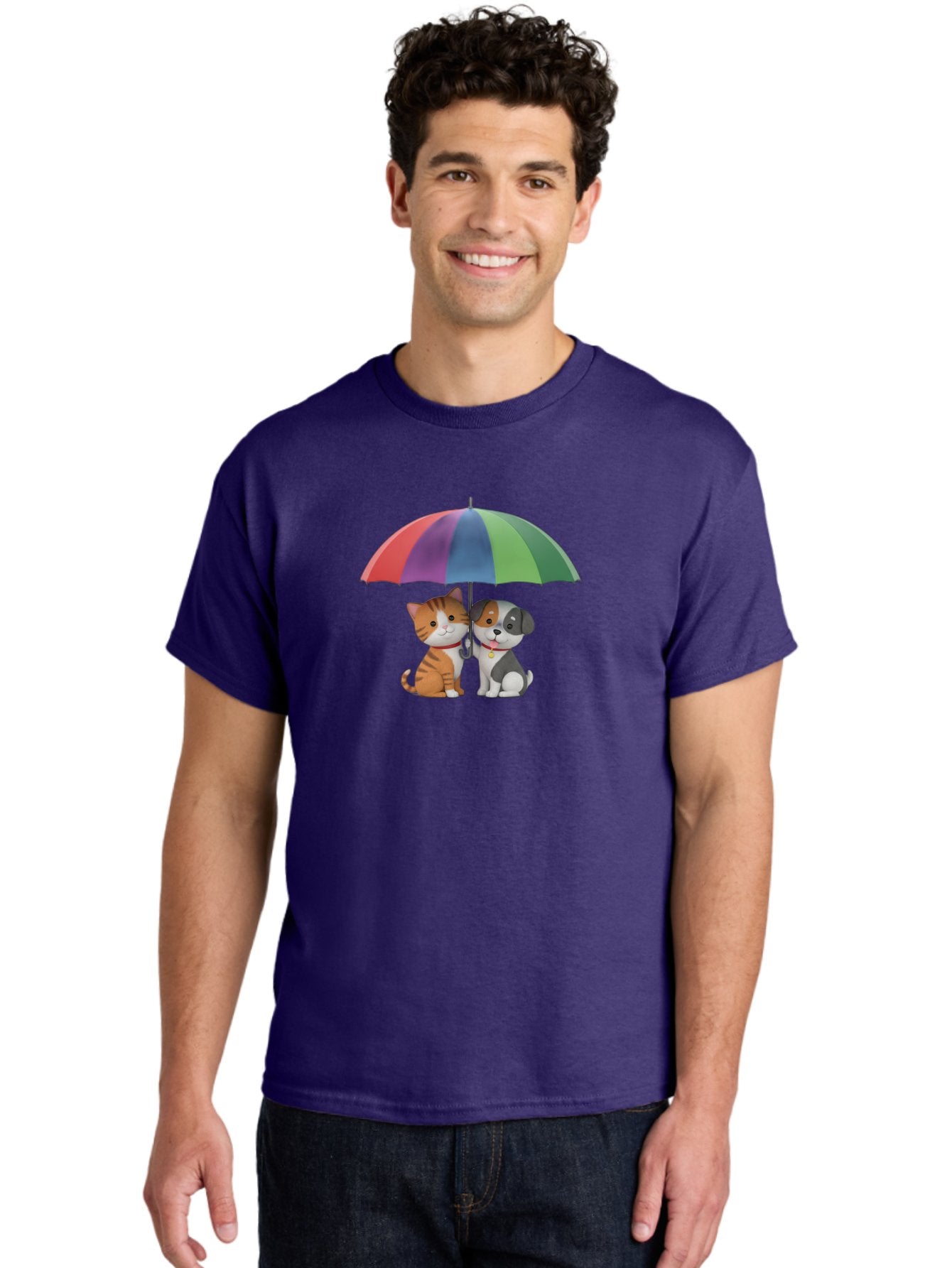 Cat-And-Dog-Under-Umbrella-5 Men'S Graphic Tee, 100% Cotton, Comfortable Casual Summer Wear, Machine Washable, Vintage Camera, Old Camera, Antique Camera, Black Camera, Classic Photography, Photography Equipment, Nostalgic Device, Film Camera, Baf719 30
