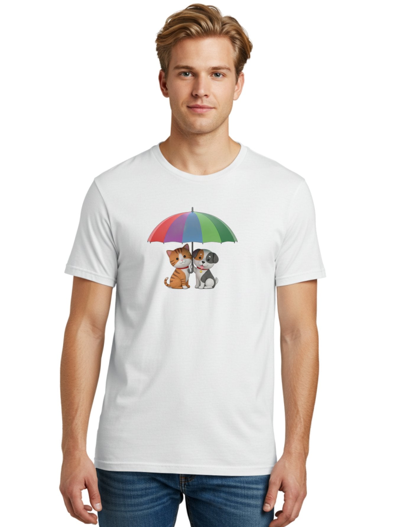 Cat-And-Dog-Under-Umbrella-5 Men'S Graphic Tee, 100% Cotton, Comfortable Casual Summer Wear, Machine Washable, Vintage Camera, Old Camera, Antique Camera, Black Camera, Classic Photography, Photography Equipment, Nostalgic Device, Film Camera, Baf719 25