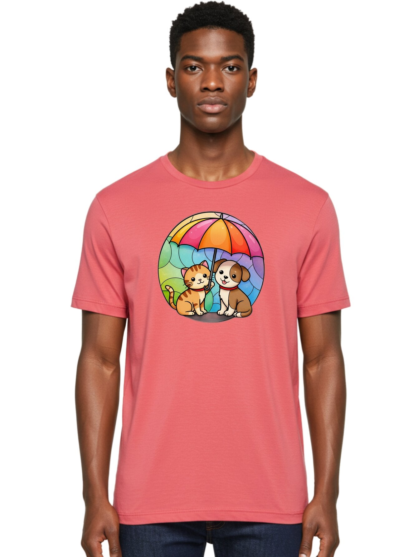Cat-And-Dog-Under-Umbrella-6 Men'S Graphic Tee, 100% Cotton, Comfortable Casual Summer Wear, Machine Washable, Vintage Camera, Old Camera, Antique Camera, Black Camera, Classic Photography, Photography Equipment, Nostalgic Device, Film Camera, Baf720 18