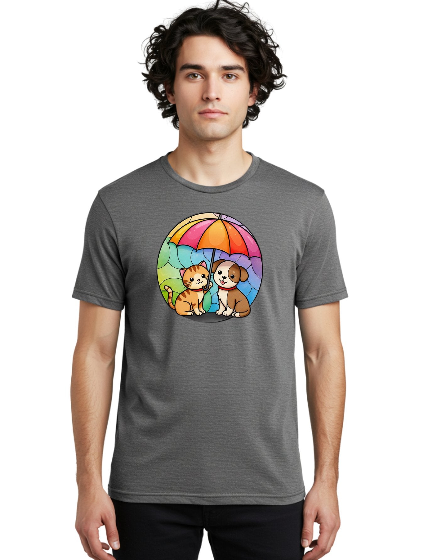 Cat-And-Dog-Under-Umbrella-6 Men'S Graphic Tee, 100% Cotton, Comfortable Casual Summer Wear, Machine Washable, Vintage Camera, Old Camera, Antique Camera, Black Camera, Classic Photography, Photography Equipment, Nostalgic Device, Film Camera, Baf720 21