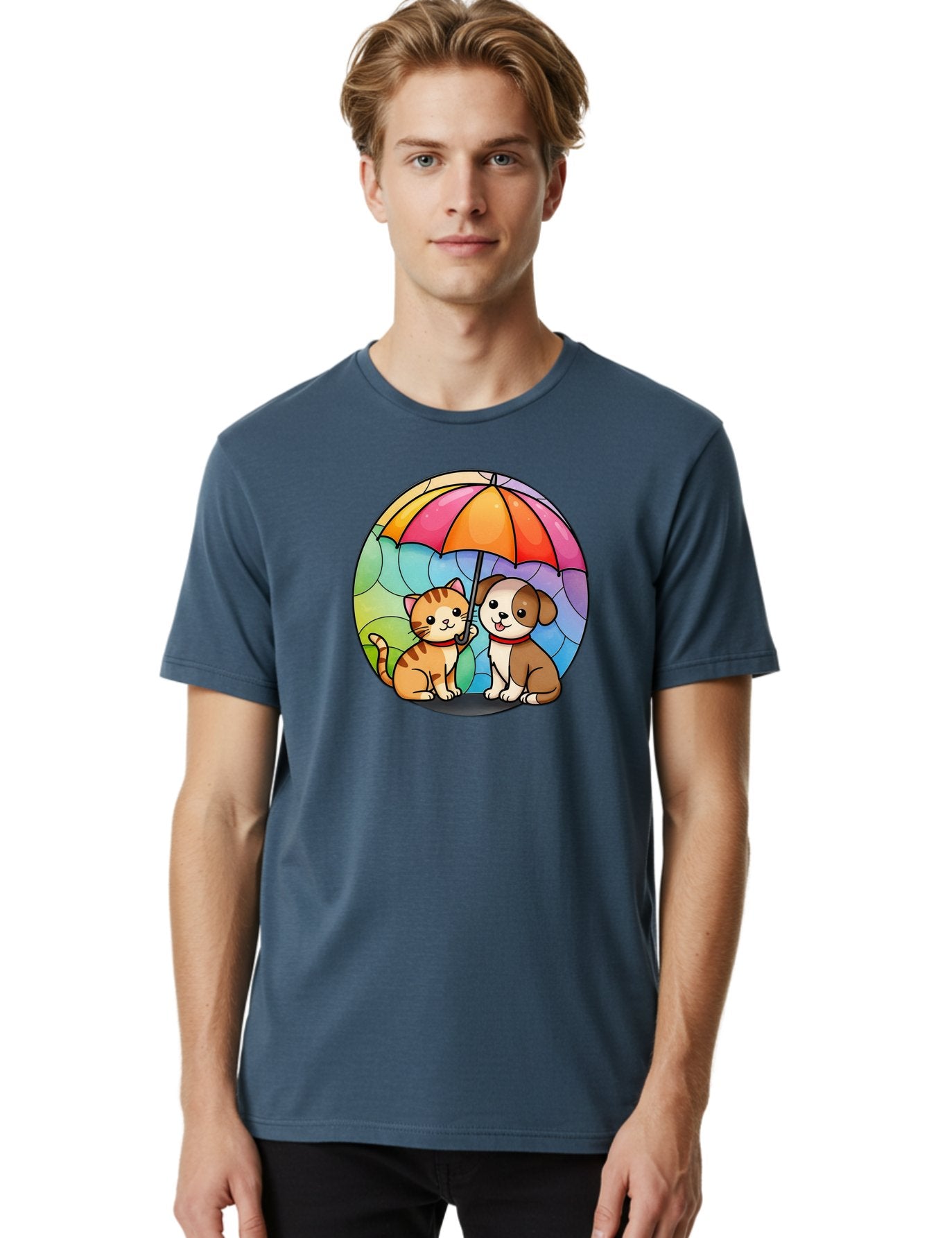 Cat-And-Dog-Under-Umbrella-6 Men'S Graphic Tee, 100% Cotton, Comfortable Casual Summer Wear, Machine Washable, Vintage Camera, Old Camera, Antique Camera, Black Camera, Classic Photography, Photography Equipment, Nostalgic Device, Film Camera, Baf720 17
