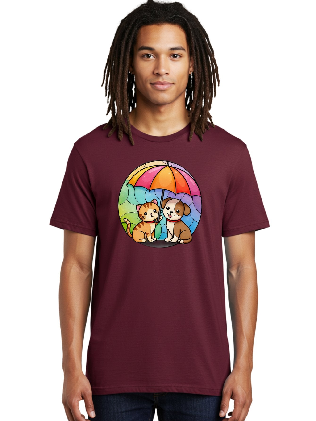 Cat-And-Dog-Under-Umbrella-6 Men'S Graphic Tee, 100% Cotton, Comfortable Casual Summer Wear, Machine Washable, Vintage Camera, Old Camera, Antique Camera, Black Camera, Classic Photography, Photography Equipment, Nostalgic Device, Film Camera, Baf720 27