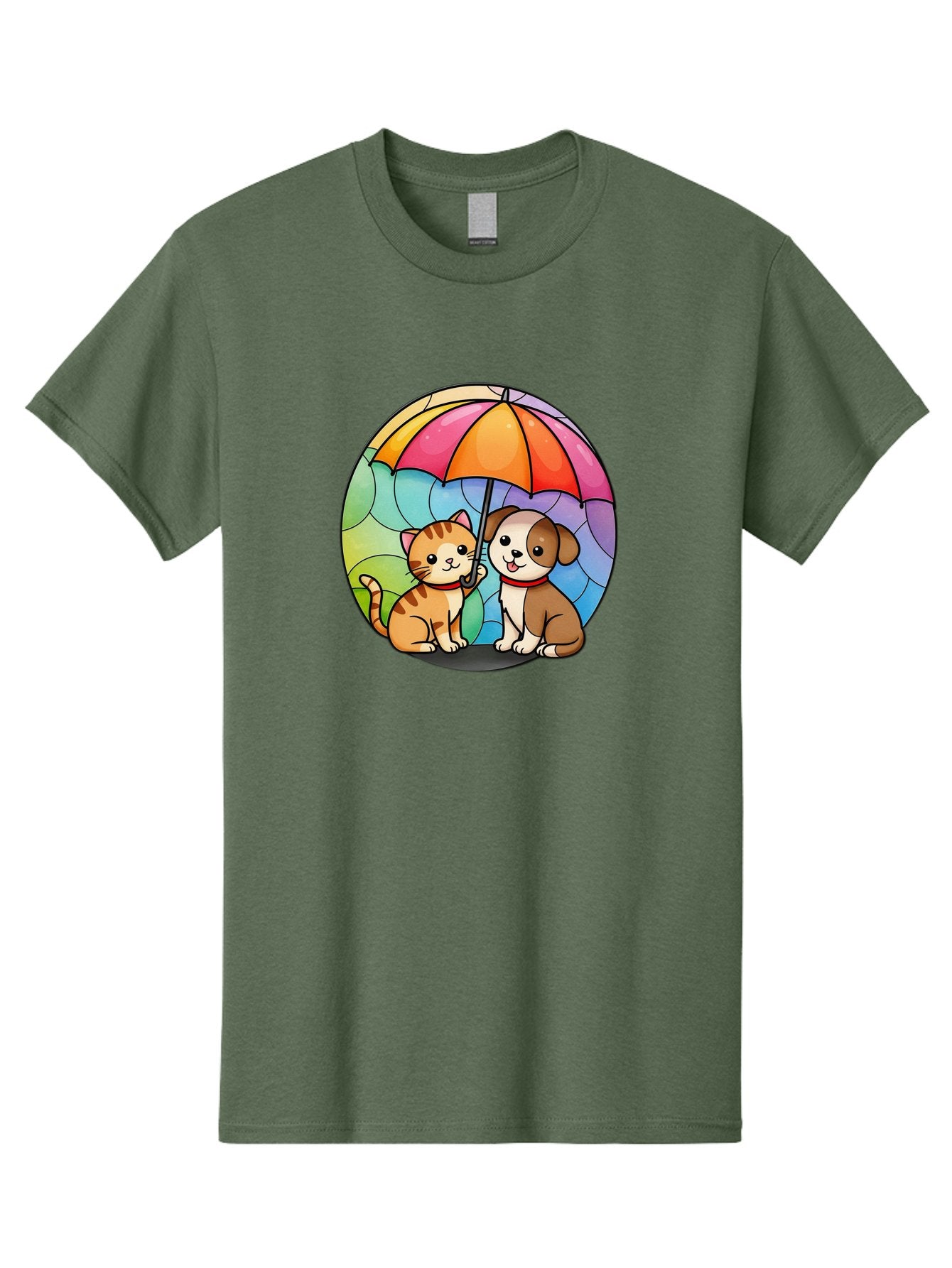 Cat-And-Dog-Under-Umbrella-6 Men'S Graphic Tee, 100% Cotton, Comfortable Casual Summer Wear, Machine Washable, Vintage Camera, Old Camera, Antique Camera, Black Camera, Classic Photography, Photography Equipment, Nostalgic Device, Film Camera, Baf720