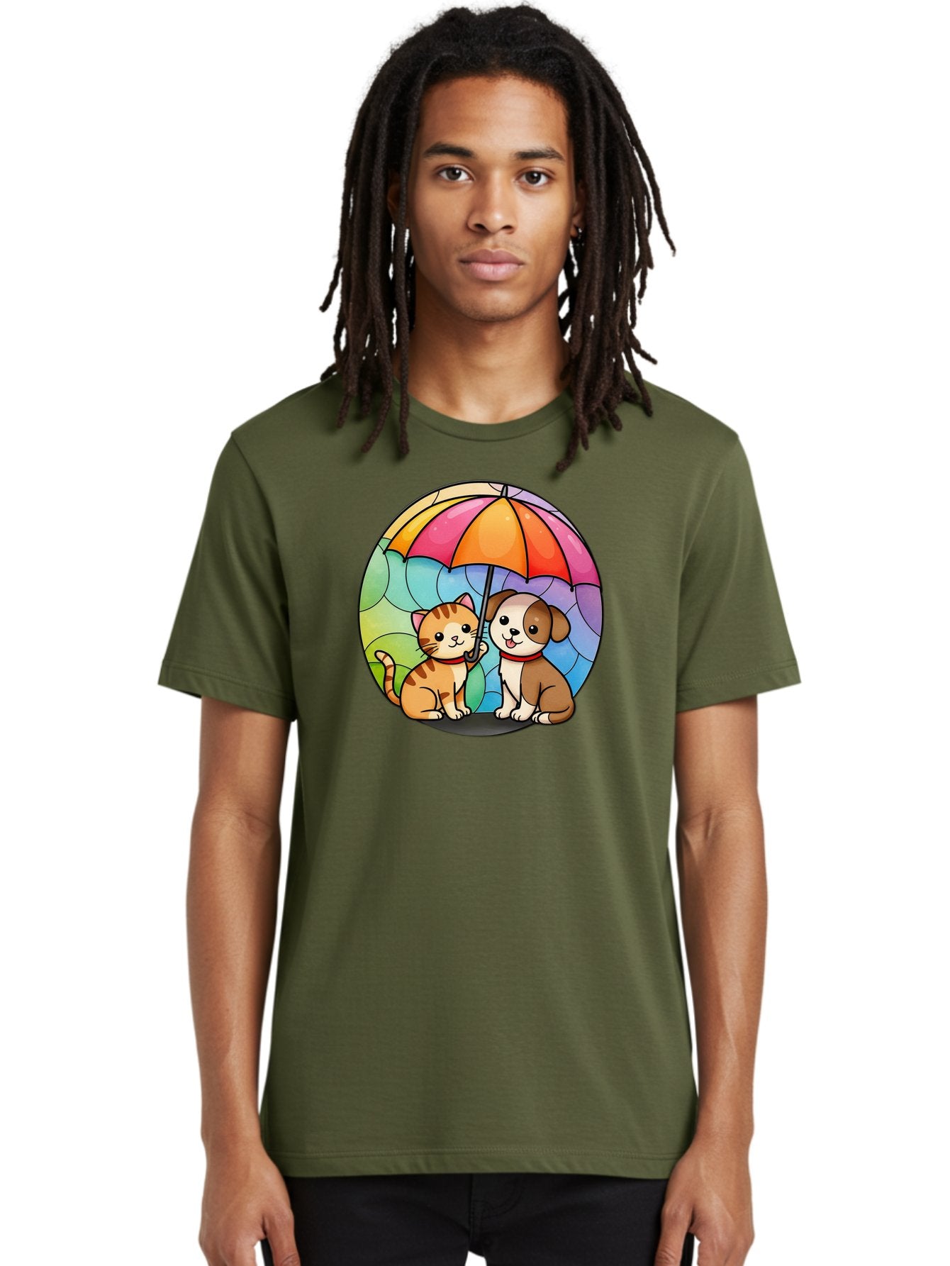 Cat-And-Dog-Under-Umbrella-6 Men'S Graphic Tee, 100% Cotton, Comfortable Casual Summer Wear, Machine Washable, Vintage Camera, Old Camera, Antique Camera, Black Camera, Classic Photography, Photography Equipment, Nostalgic Device, Film Camera, Baf720 19