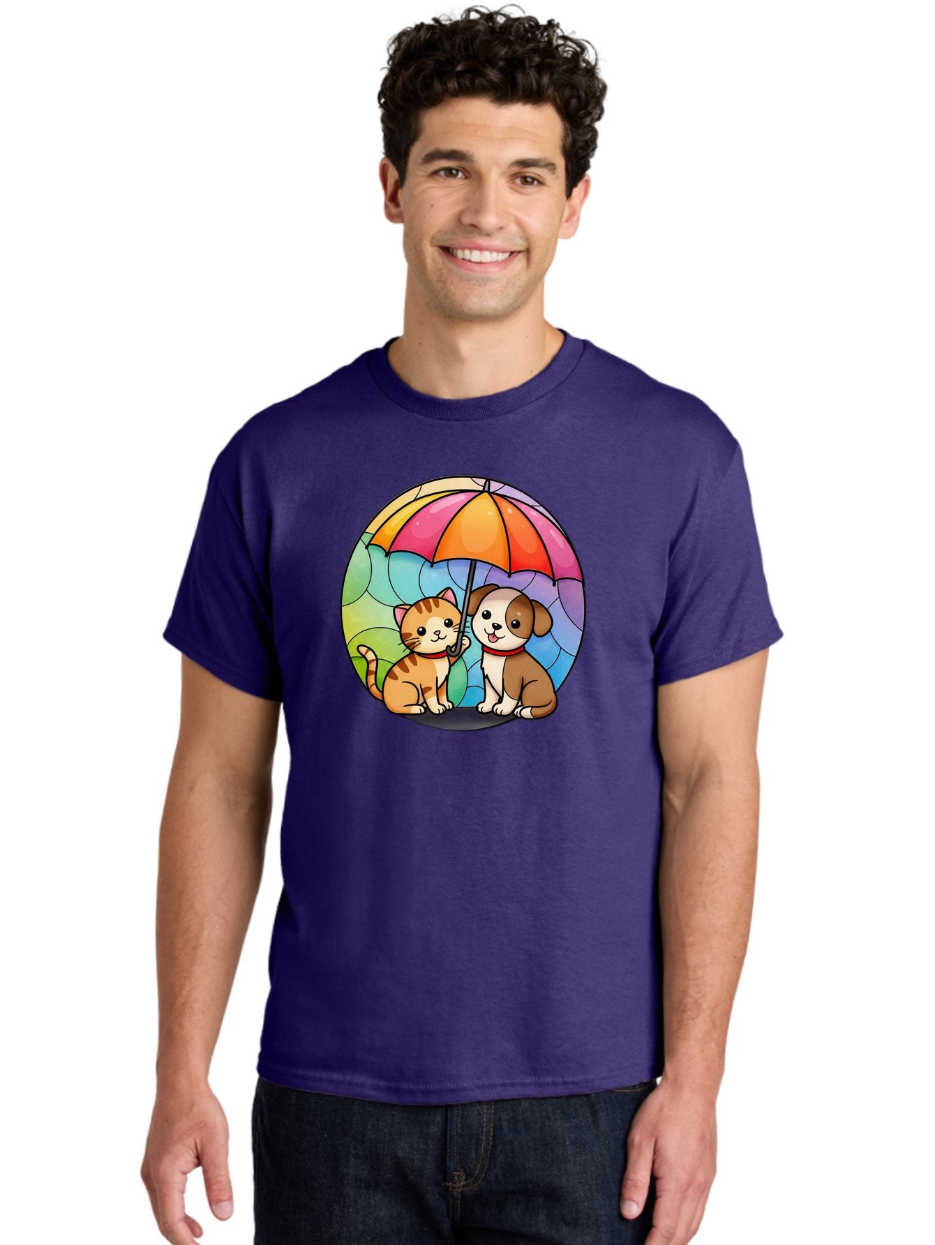 Cat-And-Dog-Under-Umbrella-6 Men'S Graphic Tee, 100% Cotton, Comfortable Casual Summer Wear, Machine Washable, Vintage Camera, Old Camera, Antique Camera, Black Camera, Classic Photography, Photography Equipment, Nostalgic Device, Film Camera, Baf720 26