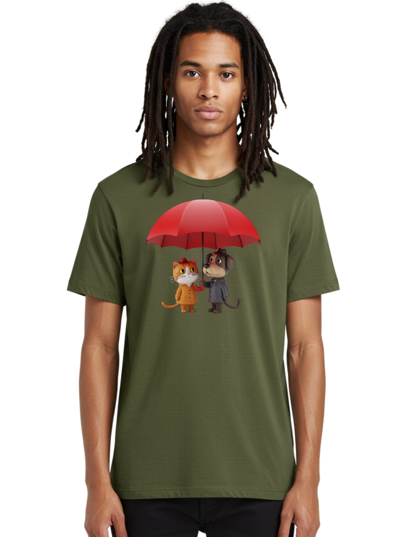 Cat-And-Dog-Under-Umbrella Men'S Graphic Tee, 100% Cotton, Comfortable Casual Summer Wear, Machine Washable, Vintage Camera, Old Camera, Antique Camera, Black Camera, Classic Photography, Photography Equipment, Nostalgic Device, Film Camera, Baf722 28