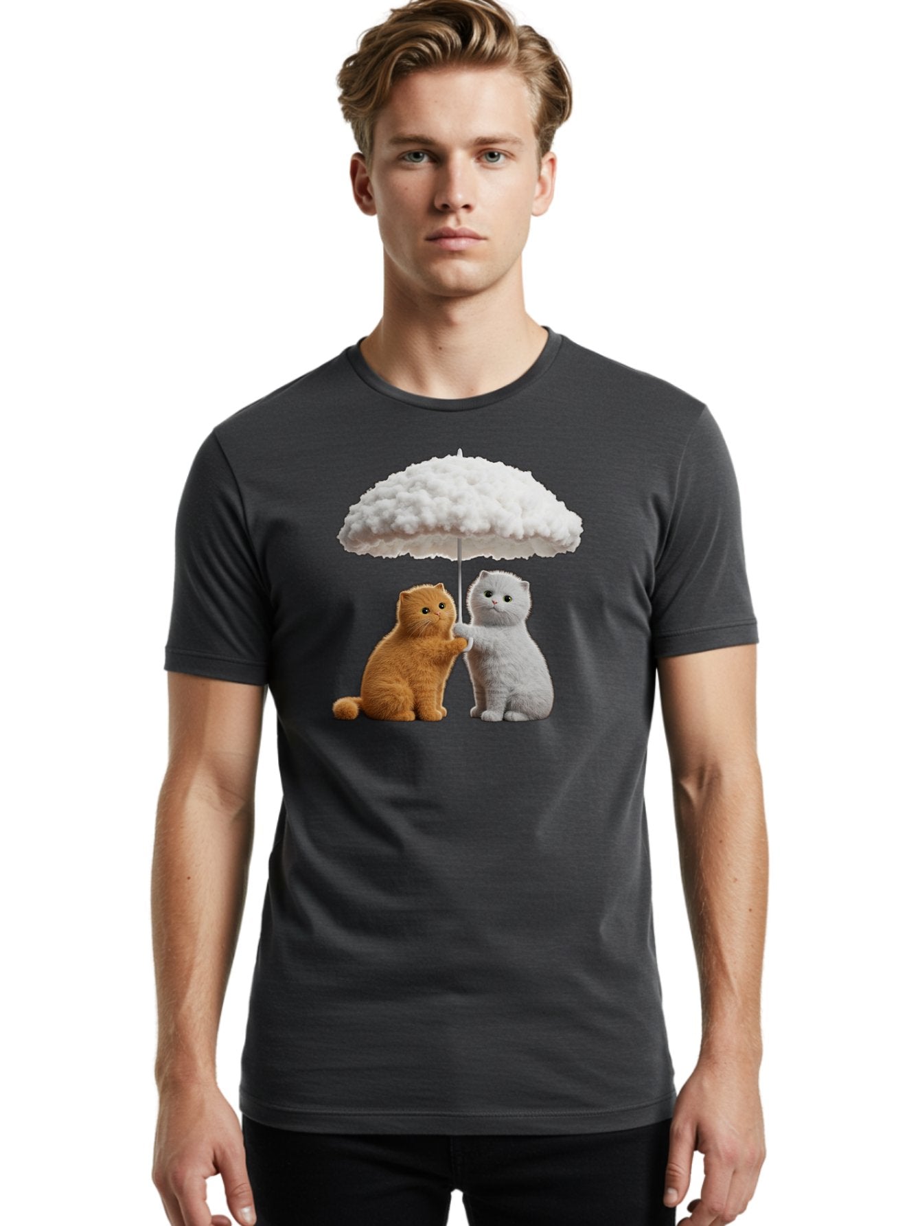 Cats-Under-Cloudy-Umbrella Men'S Graphic Tee, 100% Cotton, Comfortable Casual Summer Wear, Machine Washable, Vintage Camera, Old Camera, Antique Camera, Black Camera, Classic Photography, Photography Equipment, Nostalgic Device, Film Camera, Baf725 19
