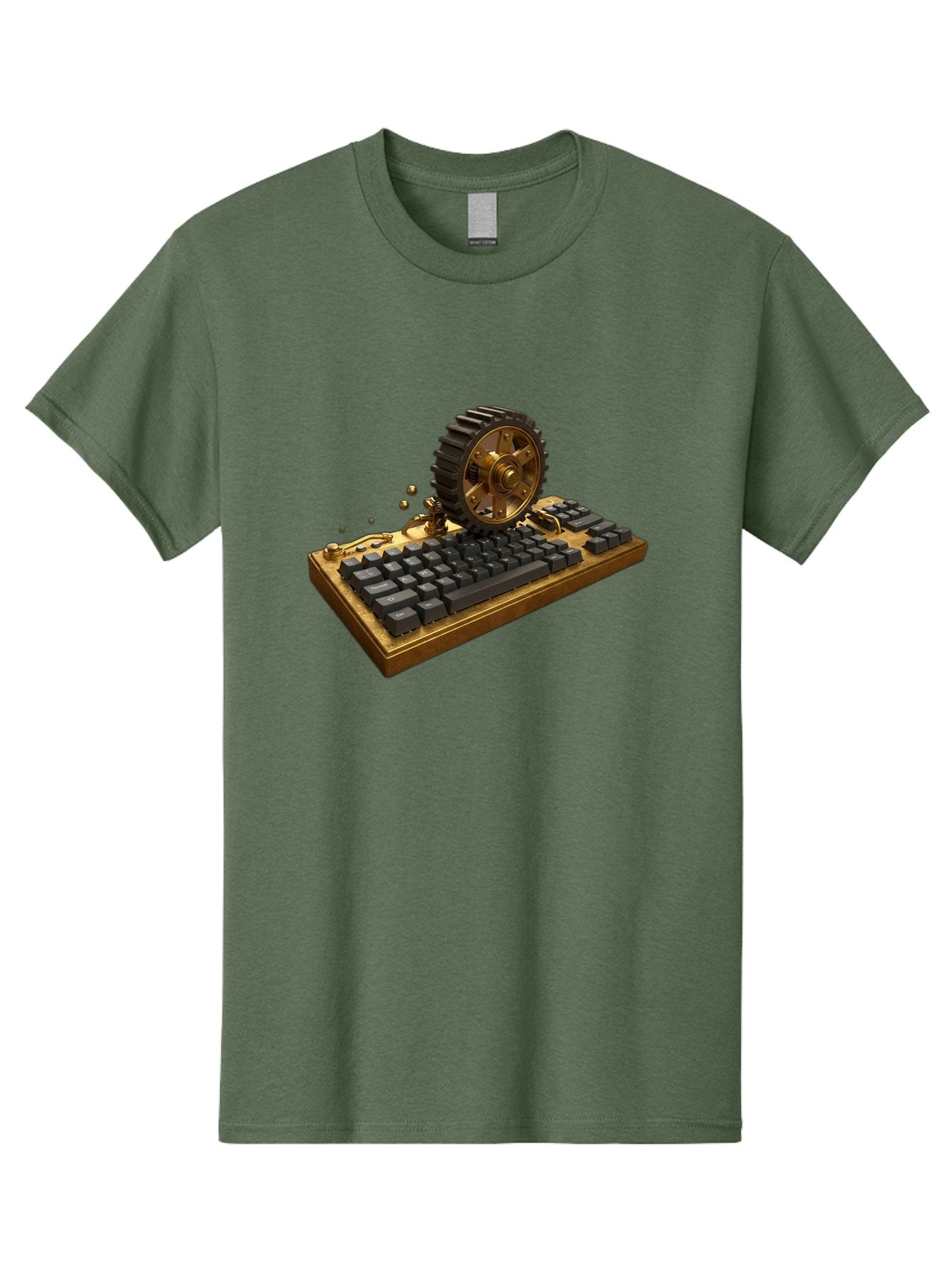 Cog-Wheel-Keyboard Men'S Graphic Tee, 100% Cotton, Comfortable Casual Summer Wear, Machine Washable, Vintage Camera, Old Camera, Antique Camera, Black Camera, Classic Photography, Photography Equipment, Nostalgic Device, Film Camera, Baf727 15