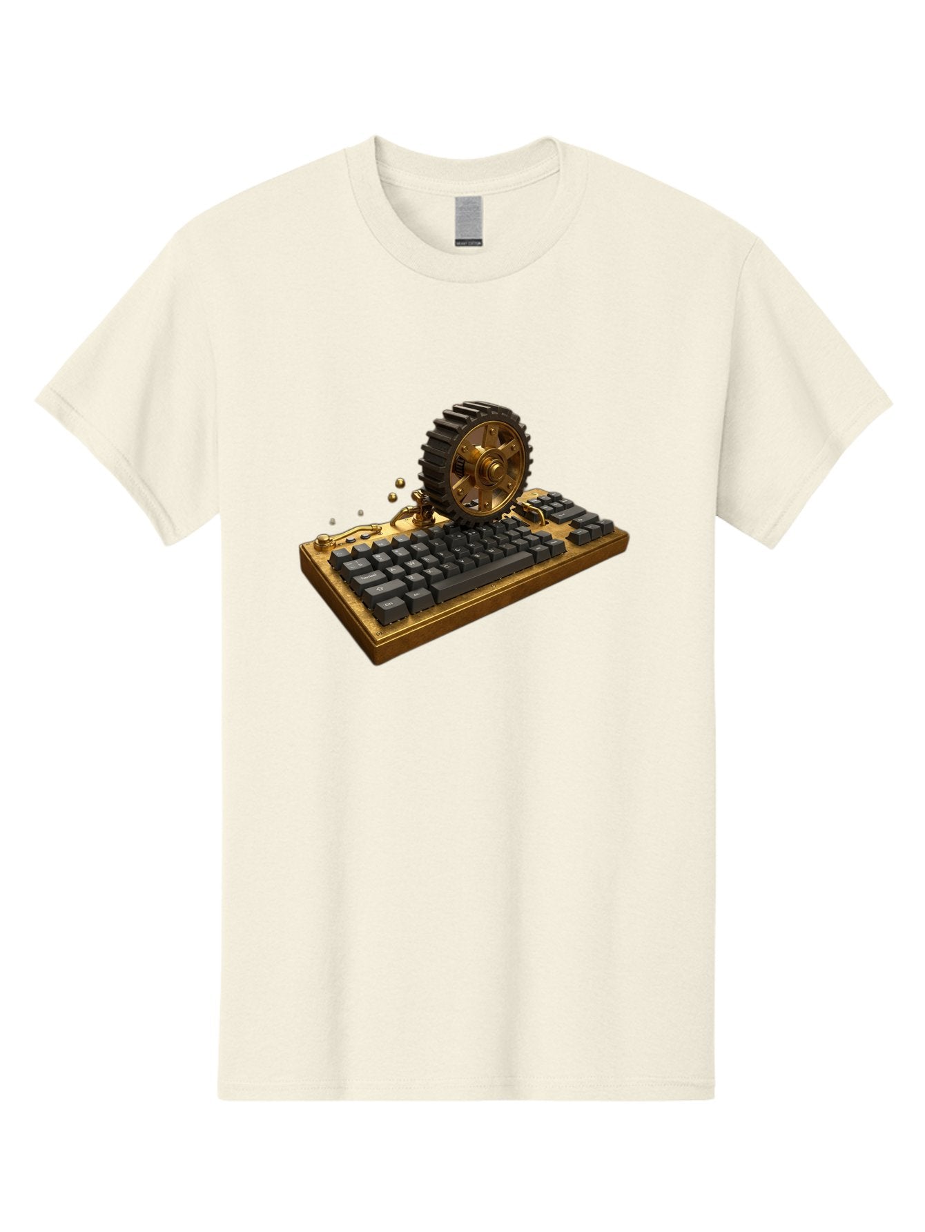 Cog-Wheel-Keyboard Men'S Graphic Tee, 100% Cotton, Comfortable Casual Summer Wear, Machine Washable, Vintage Camera, Old Camera, Antique Camera, Black Camera, Classic Photography, Photography Equipment, Nostalgic Device, Film Camera, Baf727 13