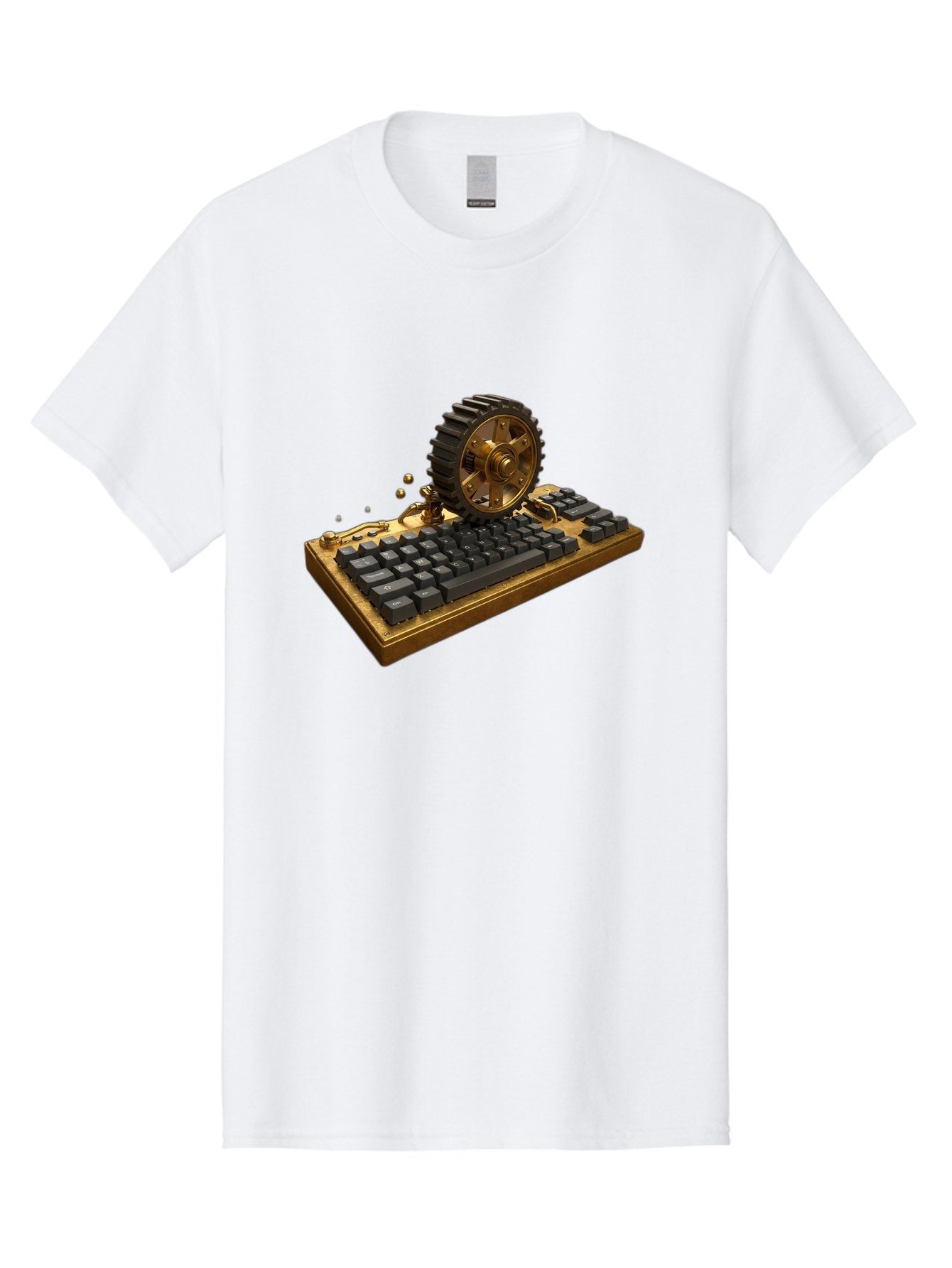 Cog-Wheel-Keyboard Men'S Graphic Tee, 100% Cotton, Comfortable Casual Summer Wear, Machine Washable, Vintage Camera, Old Camera, Antique Camera, Black Camera, Classic Photography, Photography Equipment, Nostalgic Device, Film Camera, Baf727