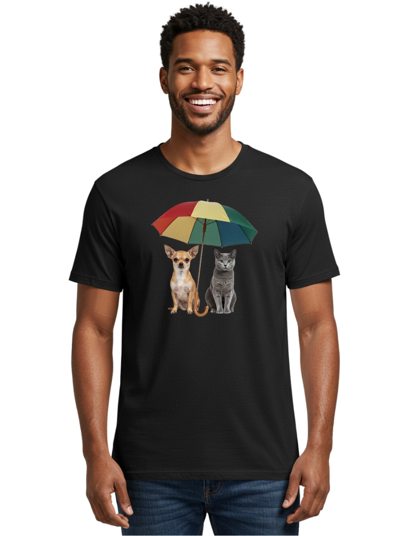 Colorful-Umbrella-Cat-Dog Men'S Graphic Tee, 100% Cotton, Comfortable Casual Summer Wear, Machine Washable, Vintage Camera, Old Camera, Antique Camera, Black Camera, Classic Photography, Photography Equipment, Nostalgic Device, Film Camera, Baf728 27