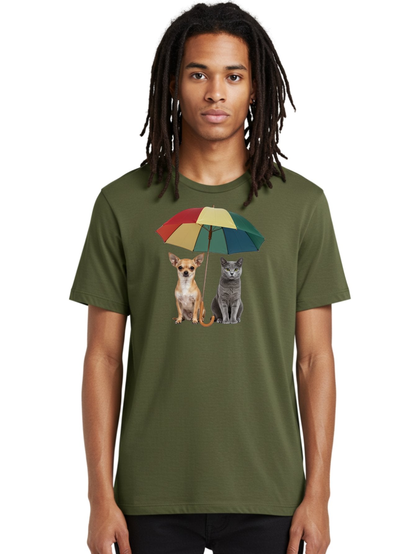 Colorful-Umbrella-Cat-Dog Men'S Graphic Tee, 100% Cotton, Comfortable Casual Summer Wear, Machine Washable, Vintage Camera, Old Camera, Antique Camera, Black Camera, Classic Photography, Photography Equipment, Nostalgic Device, Film Camera, Baf728 23