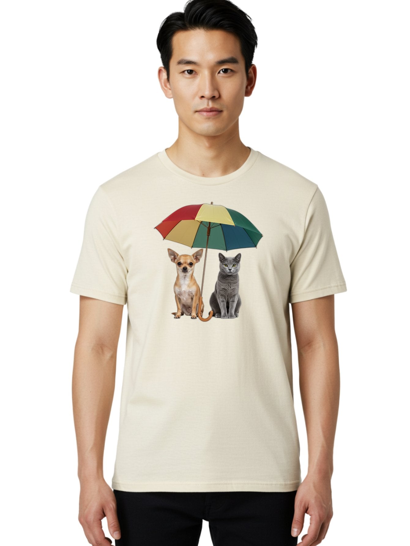 Colorful-Umbrella-Cat-Dog Men'S Graphic Tee, 100% Cotton, Comfortable Casual Summer Wear, Machine Washable, Vintage Camera, Old Camera, Antique Camera, Black Camera, Classic Photography, Photography Equipment, Nostalgic Device, Film Camera, Baf728 24