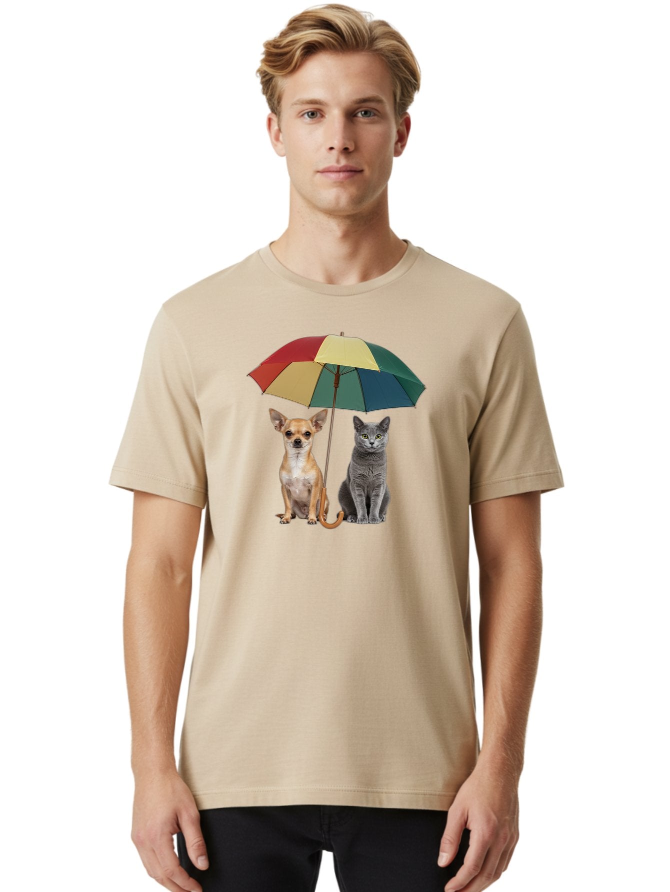 Colorful-Umbrella-Cat-Dog Men'S Graphic Tee, 100% Cotton, Comfortable Casual Summer Wear, Machine Washable, Vintage Camera, Old Camera, Antique Camera, Black Camera, Classic Photography, Photography Equipment, Nostalgic Device, Film Camera, Baf728 16