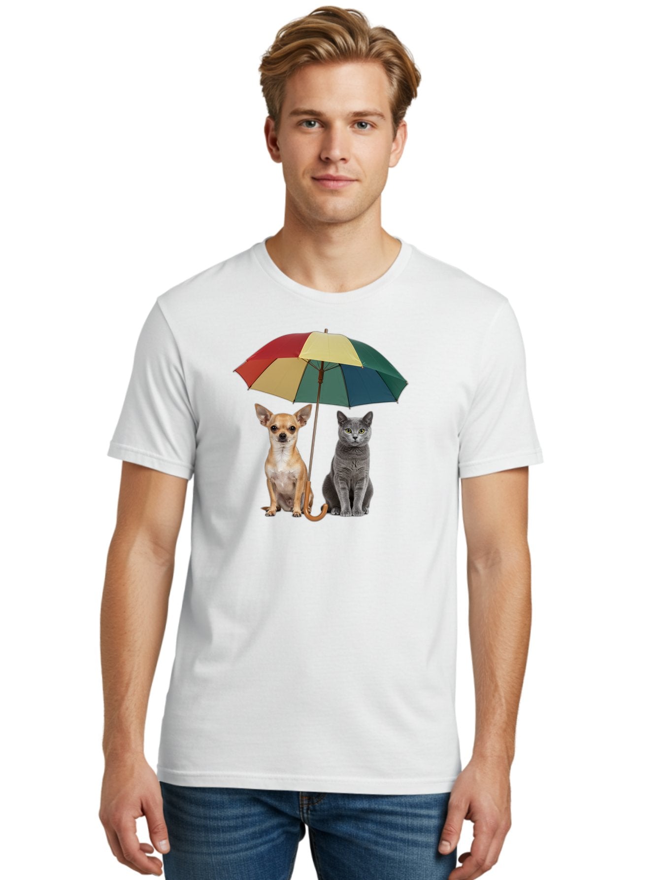 Colorful-Umbrella-Cat-Dog Men'S Graphic Tee, 100% Cotton, Comfortable Casual Summer Wear, Machine Washable, Vintage Camera, Old Camera, Antique Camera, Black Camera, Classic Photography, Photography Equipment, Nostalgic Device, Film Camera, Baf728 22