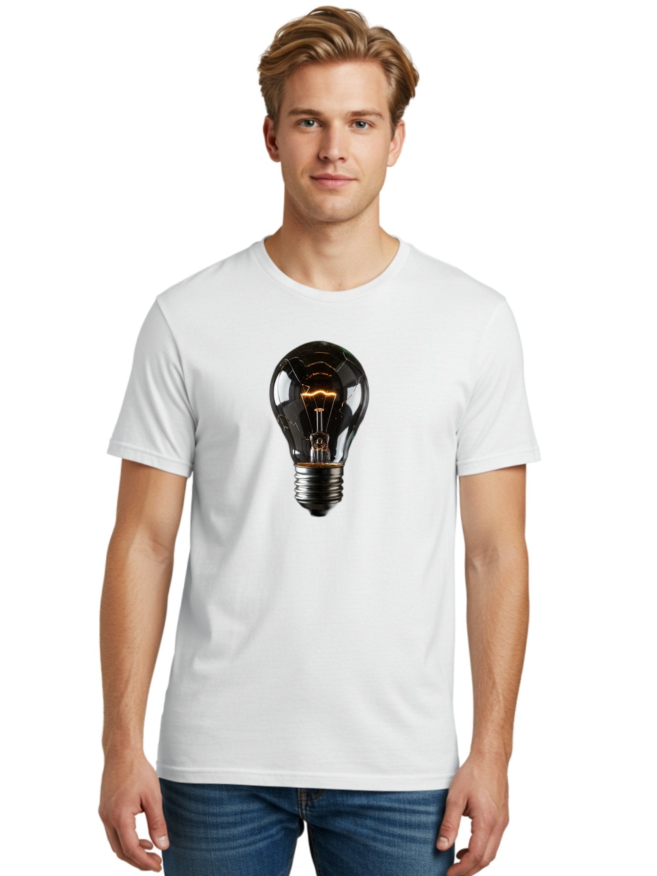 Cracked-Light-Bulb Men'S Graphic Tee, 100% Cotton, Comfortable Casual Summer Wear, Machine Washable, Vintage Camera, Old Camera, Antique Camera, Black Camera, Classic Photography, Photography Equipment, Nostalgic Device, Film Camera, Baf751 29