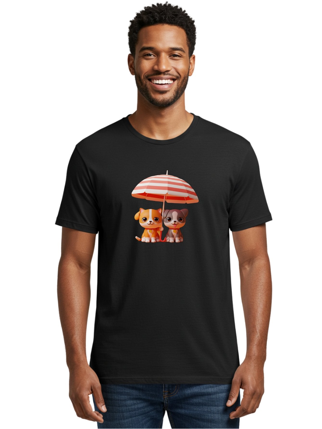 Cute-Puppies-Under-Umbrella Men'S Graphic Tee, 100% Cotton, Comfortable Casual Summer Wear, Machine Washable, Vintage Camera, Old Camera, Antique Camera, Black Camera, Classic Photography, Photography Equipment, Nostalgic Device, Film Camera, Baf775 22