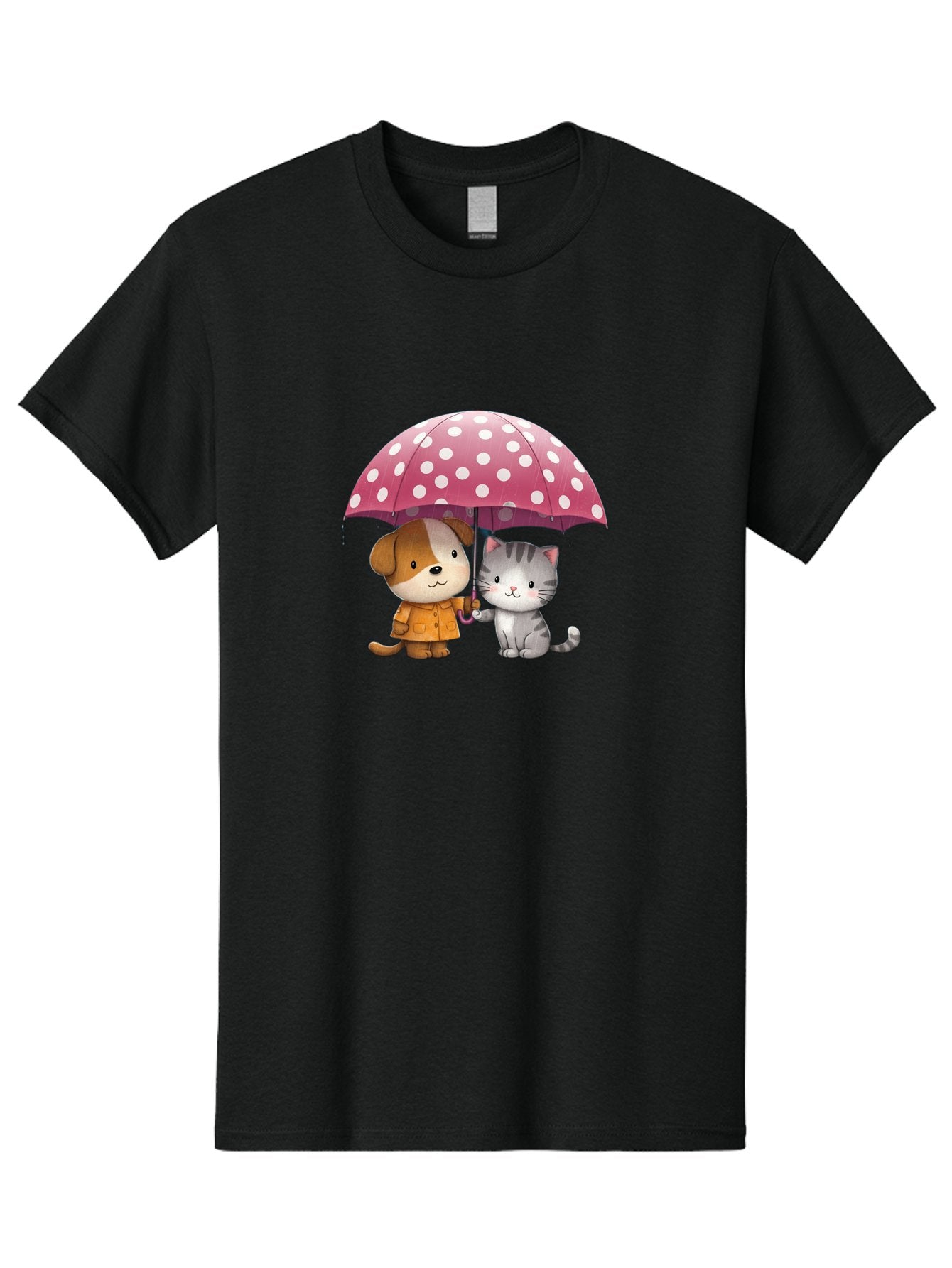 Dog-And-Cat-Under-Polka-Dot-Umbrella Men'S Graphic Tee, 100% Cotton, Comfortable Casual Summer Wear, Machine Washable, Vintage Camera, Old Camera, Antique Camera, Black Camera, Classic Photography, Photography Equipment, Nostalgic Device, Baf797 9