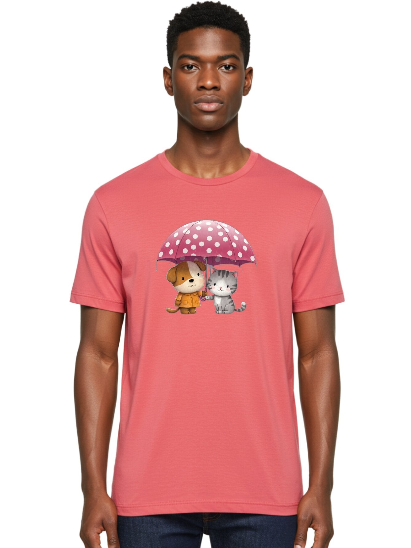 Dog-And-Cat-Under-Polka-Dot-Umbrella Men'S Graphic Tee, 100% Cotton, Comfortable Casual Summer Wear, Machine Washable, Vintage Camera, Old Camera, Antique Camera, Black Camera, Classic Photography, Photography Equipment, Nostalgic Device, Baf797 29