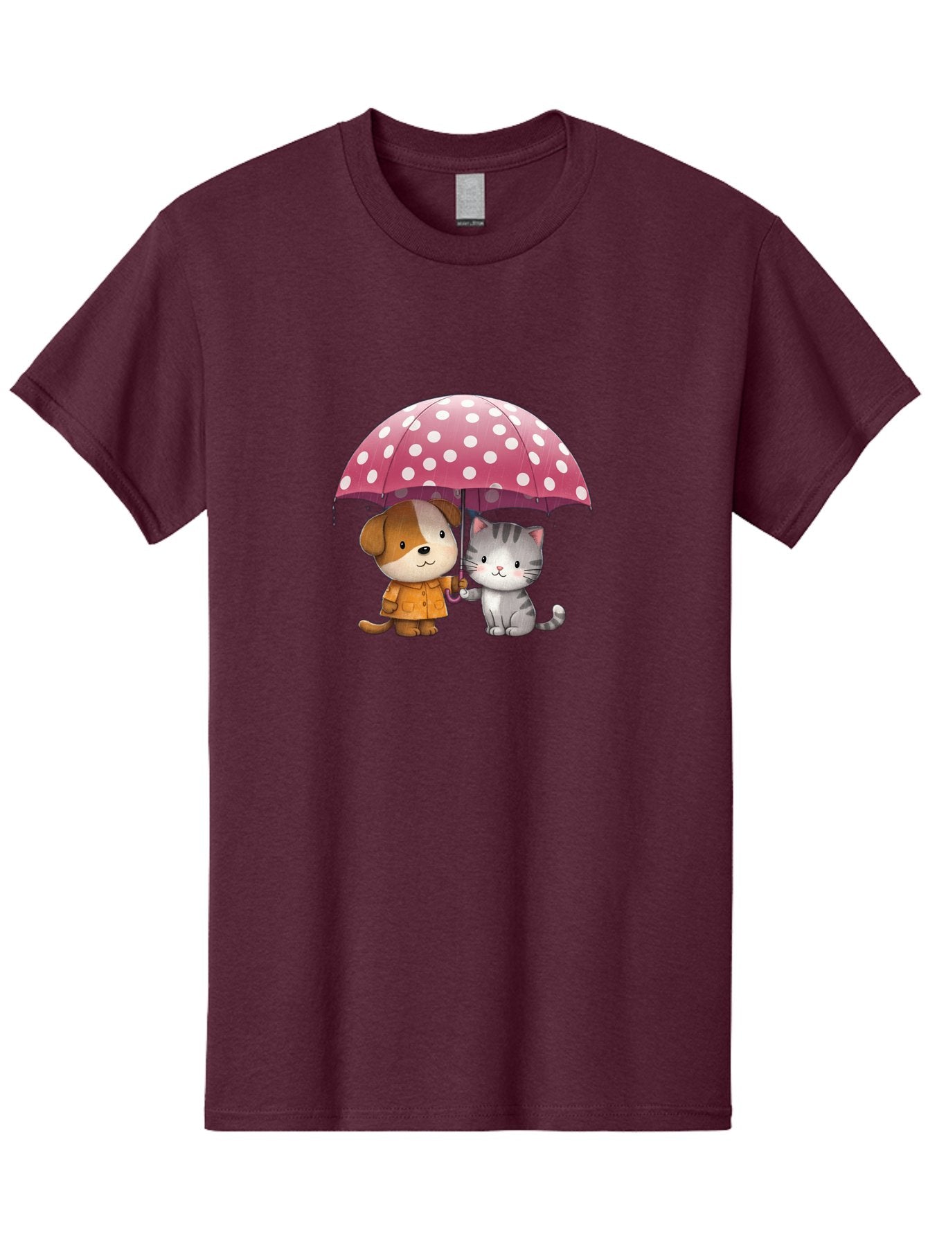 Dog-And-Cat-Under-Polka-Dot-Umbrella Men'S Graphic Tee, 100% Cotton, Comfortable Casual Summer Wear, Machine Washable, Vintage Camera, Old Camera, Antique Camera, Black Camera, Classic Photography, Photography Equipment, Nostalgic Device, Baf797