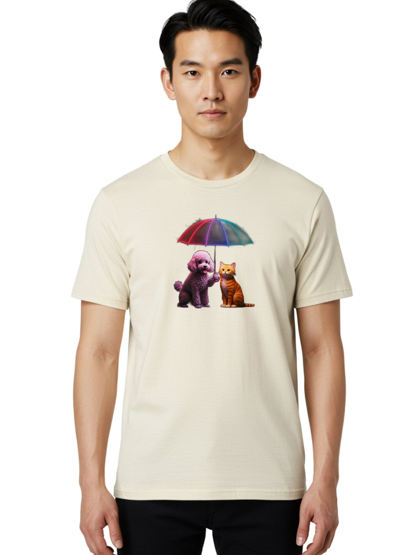 Dog-And-Cat-Under-Umbrella Men'S Graphic Tee, 100% Cotton, Comfortable Casual Summer Wear, Machine Washable, Vintage Camera, Old Camera, Antique Camera, Black Camera, Classic Photography, Photography Equipment, Nostalgic Device, Film Camera, Baf798 18