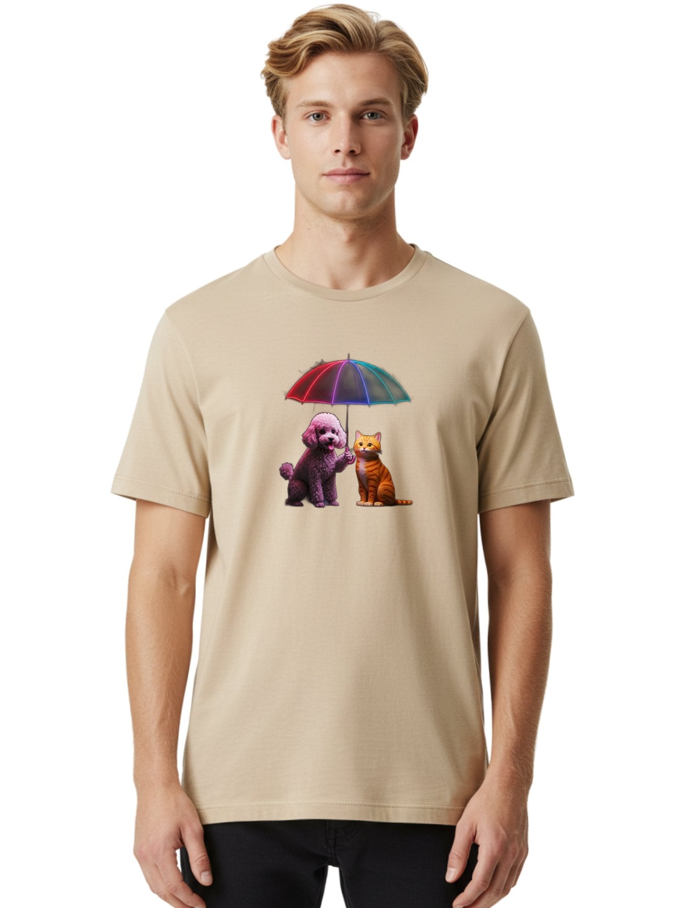 Dog-And-Cat-Under-Umbrella Men'S Graphic Tee, 100% Cotton, Comfortable Casual Summer Wear, Machine Washable, Vintage Camera, Old Camera, Antique Camera, Black Camera, Classic Photography, Photography Equipment, Nostalgic Device, Film Camera, Baf798 30