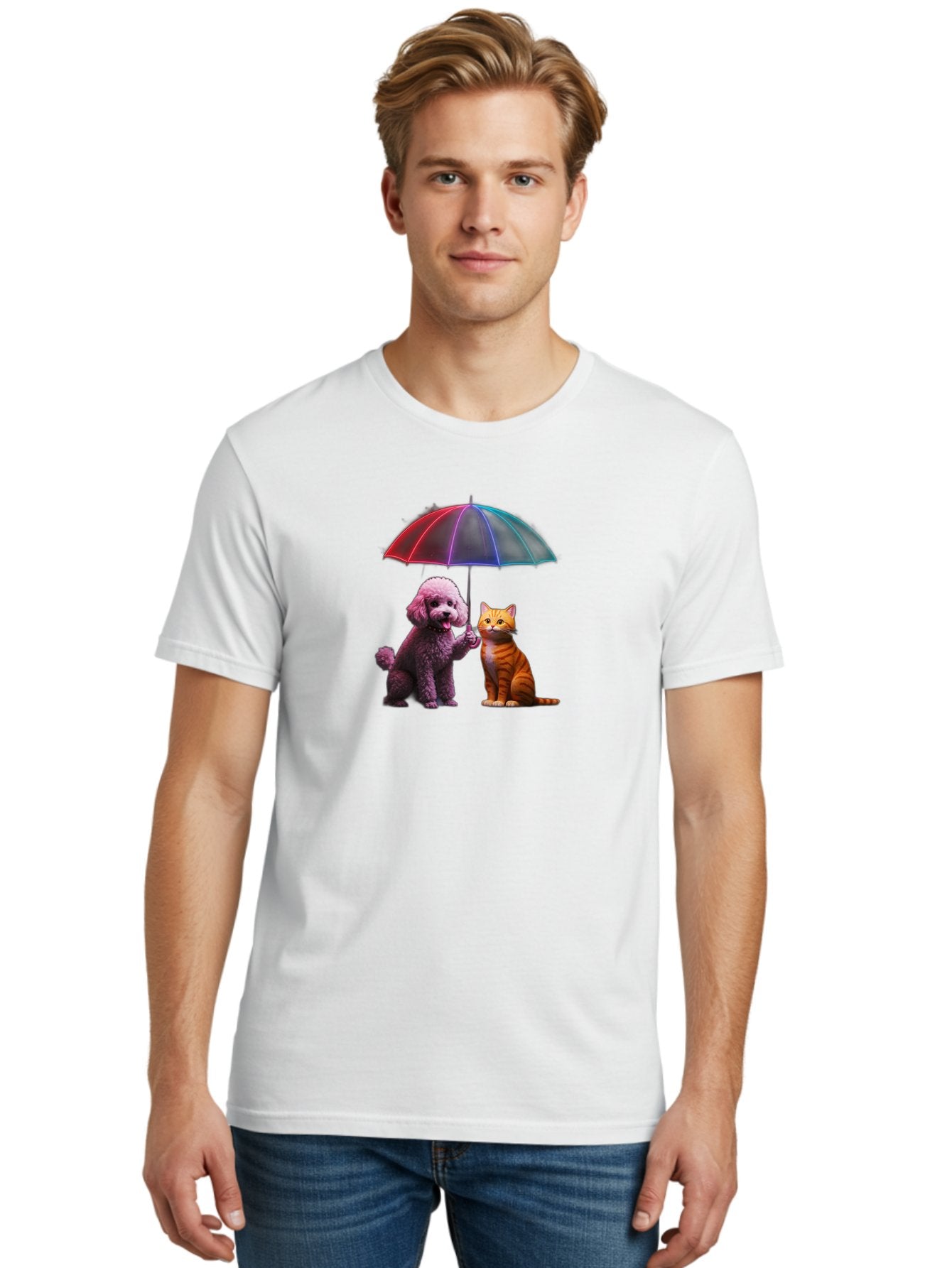 Dog-And-Cat-Under-Umbrella Men'S Graphic Tee, 100% Cotton, Comfortable Casual Summer Wear, Machine Washable, Vintage Camera, Old Camera, Antique Camera, Black Camera, Classic Photography, Photography Equipment, Nostalgic Device, Film Camera, Baf798 26