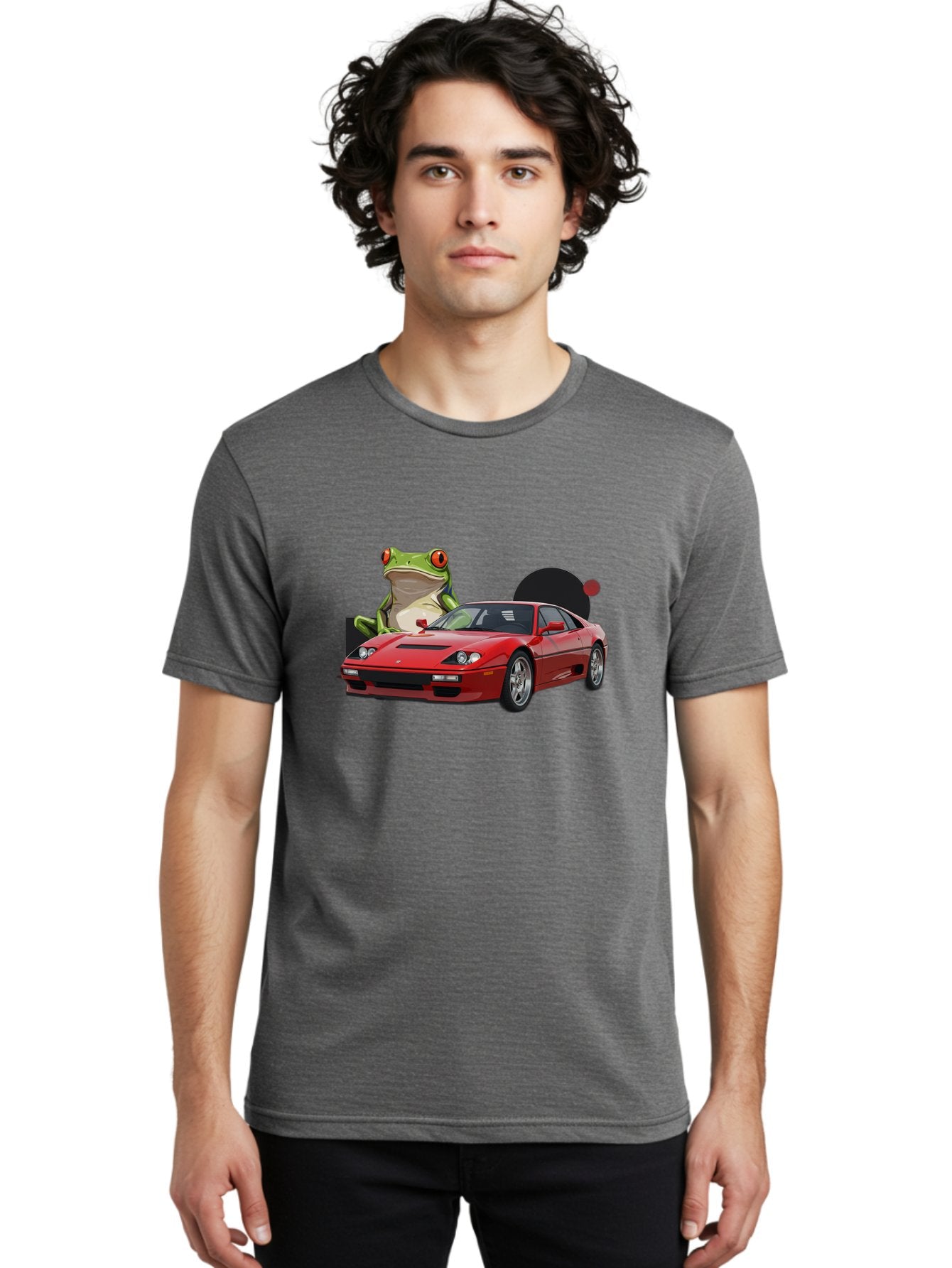 Ferrari-With-Frog-1 Men'S Graphic Tee, 100% Cotton, Comfortable Casual Summer Wear, Machine Washable, Vintage Camera, Old Camera, Antique Camera, Black Camera, Classic Photography, Photography Equipment, Nostalgic Device, Film Camera, Baf805 20