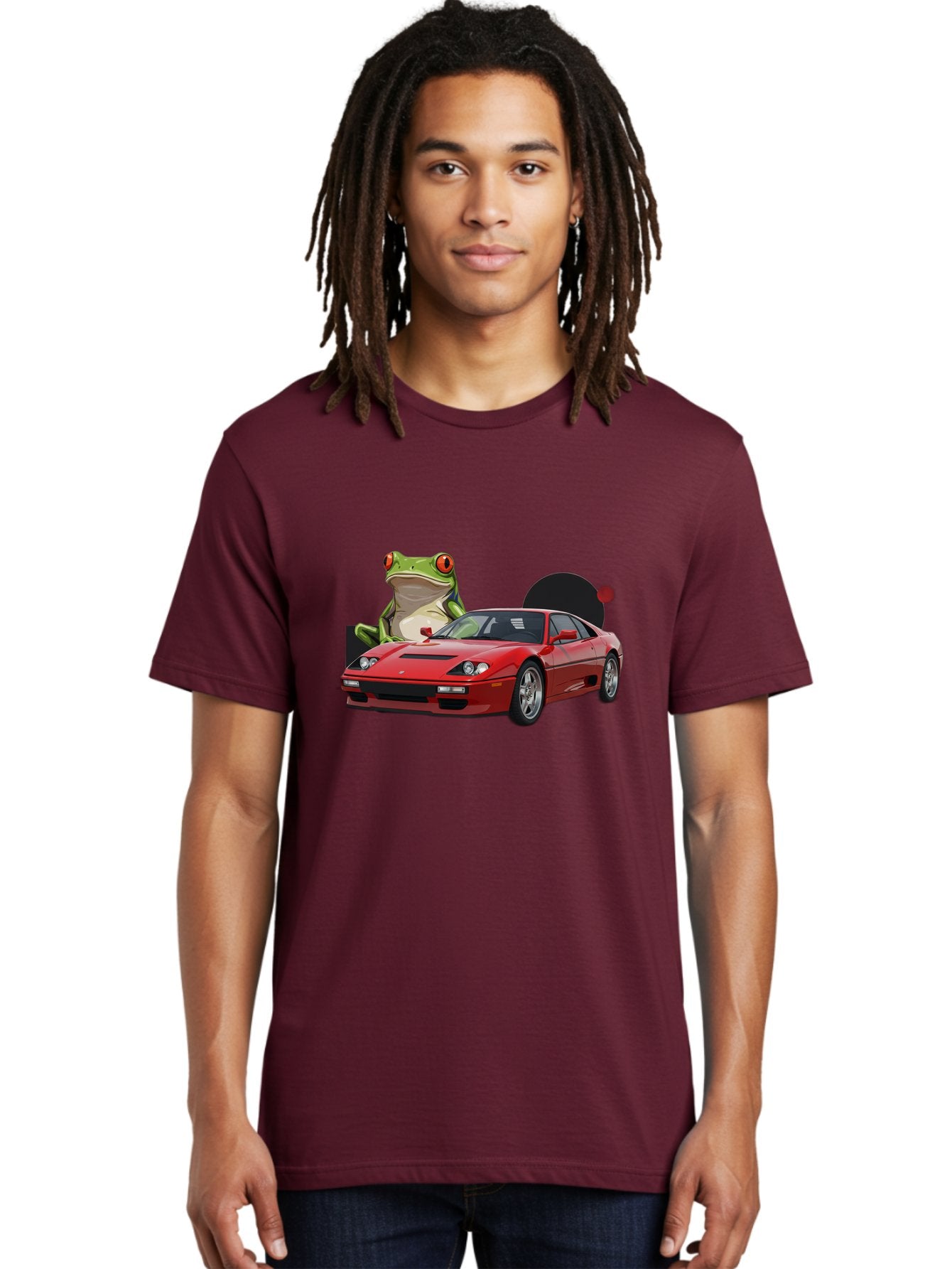 Ferrari-With-Frog-1 Men'S Graphic Tee, 100% Cotton, Comfortable Casual Summer Wear, Machine Washable, Vintage Camera, Old Camera, Antique Camera, Black Camera, Classic Photography, Photography Equipment, Nostalgic Device, Film Camera, Baf805 25