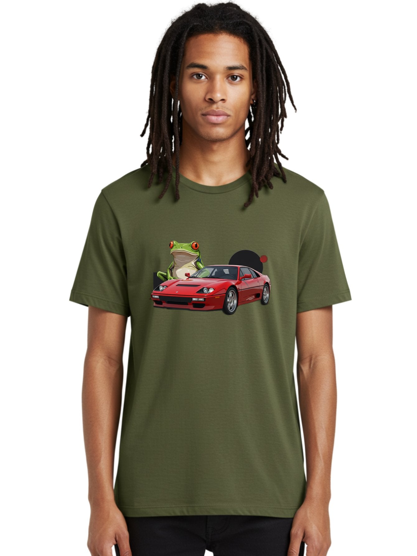 Ferrari-With-Frog-1 Men'S Graphic Tee, 100% Cotton, Comfortable Casual Summer Wear, Machine Washable, Vintage Camera, Old Camera, Antique Camera, Black Camera, Classic Photography, Photography Equipment, Nostalgic Device, Film Camera, Baf805 27
