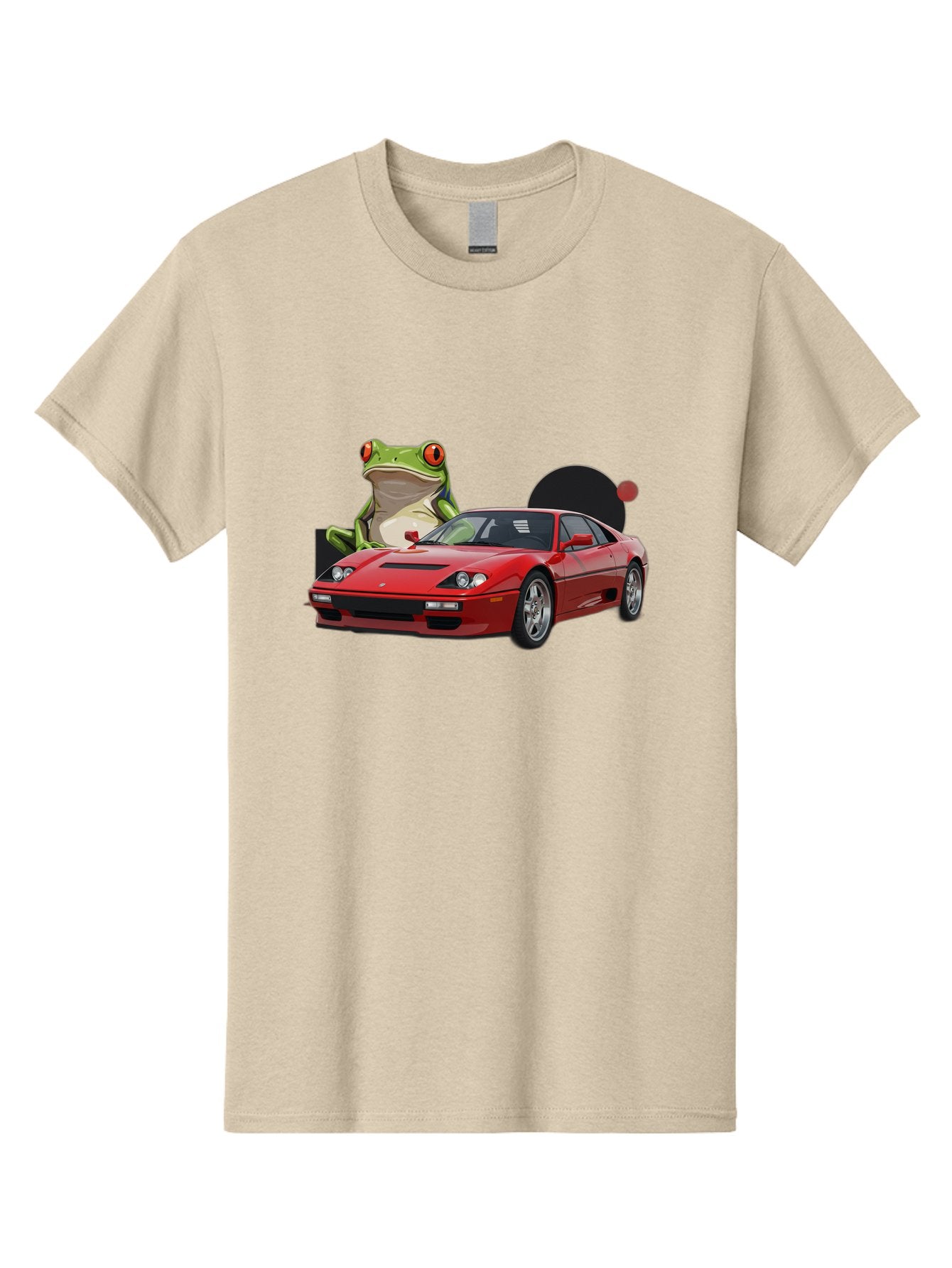 Ferrari-With-Frog-1 Men'S Graphic Tee, 100% Cotton, Comfortable Casual Summer Wear, Machine Washable, Vintage Camera, Old Camera, Antique Camera, Black Camera, Classic Photography, Photography Equipment, Nostalgic Device, Film Camera, Baf805