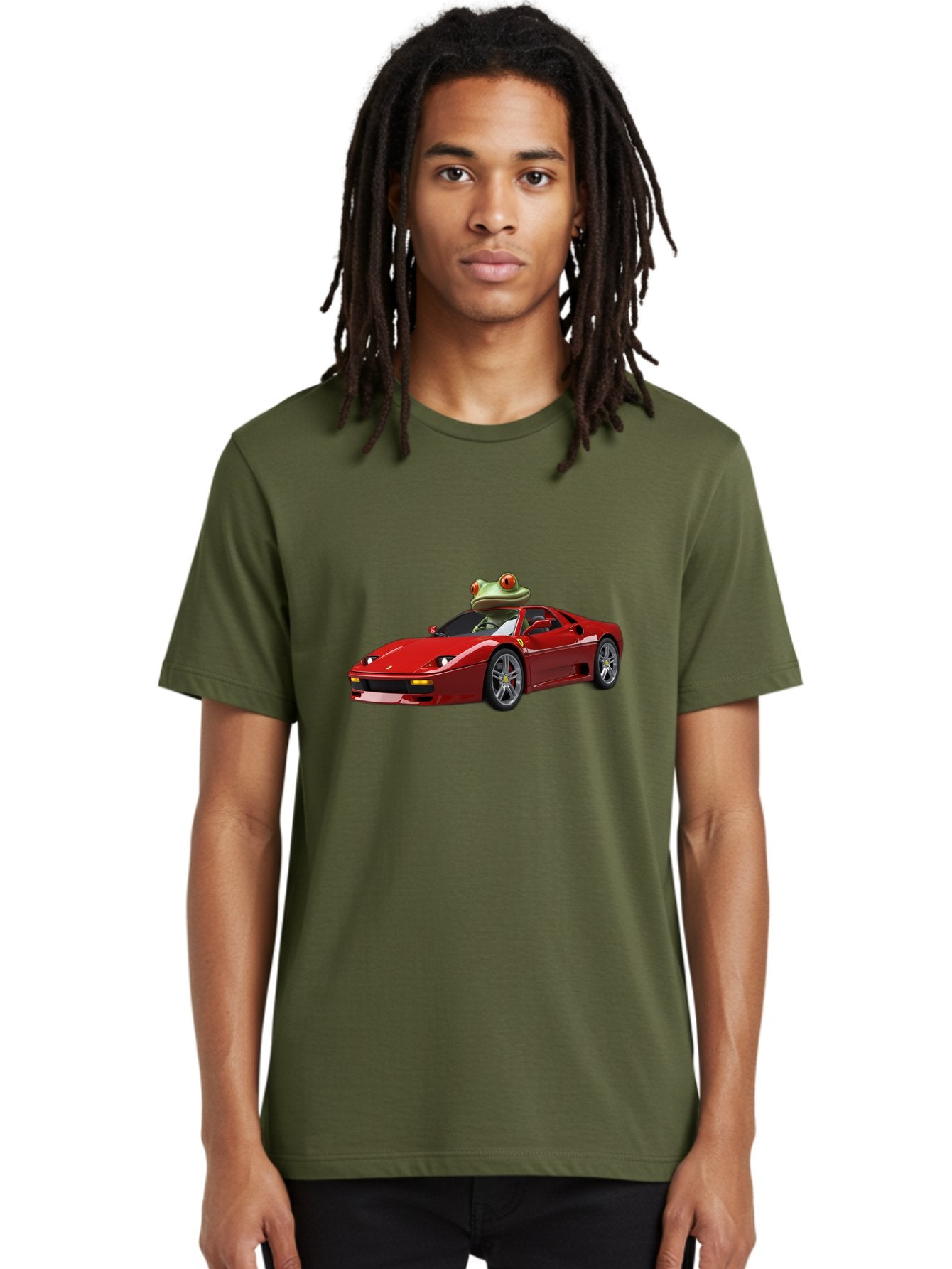 Ferrari-With-Frog-2 Men'S Graphic Tee, 100% Cotton, Comfortable Casual Summer Wear, Machine Washable, Vintage Camera, Old Camera, Antique Camera, Black Camera, Classic Photography, Photography Equipment, Nostalgic Device, Film Camera, Baf806 17