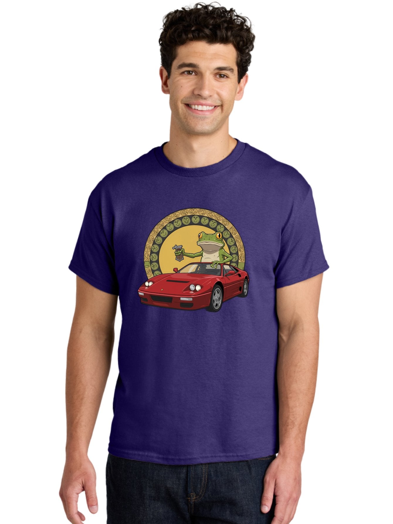 Frog-Driving-Ferrari-1 Men'S Graphic Tee, 100% Cotton, Comfortable Casual Summer Wear, Machine Washable, Vintage Camera, Old Camera, Antique Camera, Black Camera, Classic Photography, Photography Equipment, Nostalgic Device, Film Camera, Baf820 17