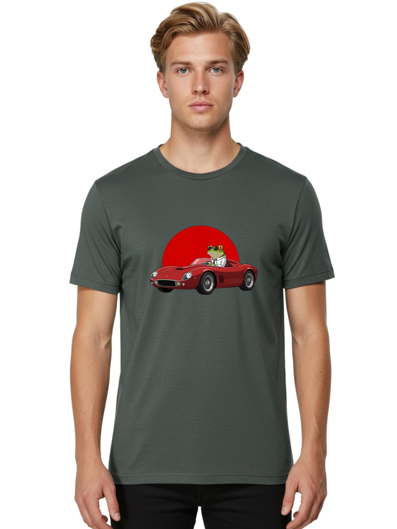 Frog-Driving-Red-Convertible Men'S Graphic Tee, 100% Cotton, Comfortable Casual Summer Wear, Machine Washable, Vintage Camera, Old Camera, Antique Camera, Black Camera, Classic Photography, Photography Equipment, Nostalgic Device, Film Camera, Baf822 29