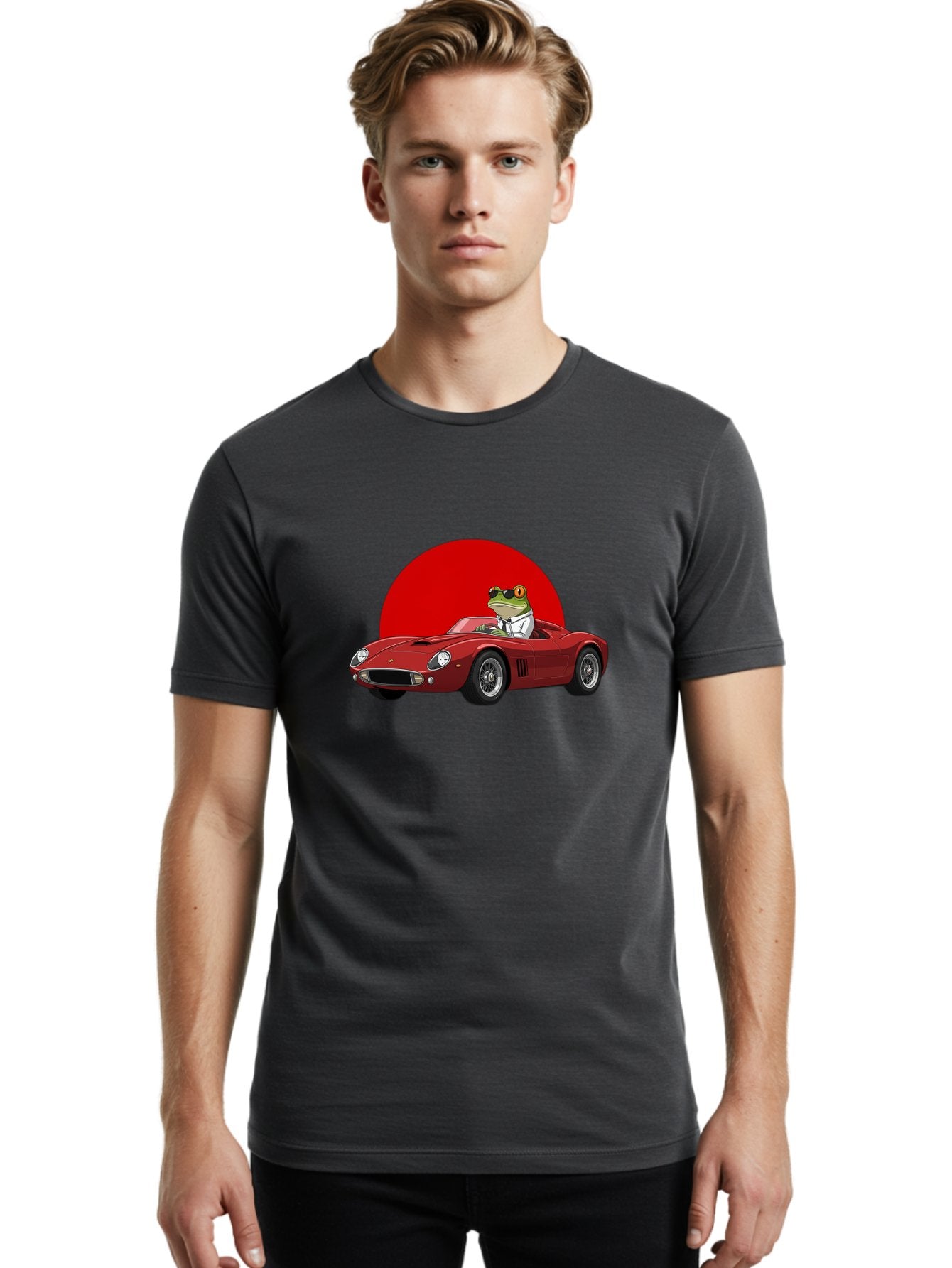 Frog-Driving-Red-Convertible Men'S Graphic Tee, 100% Cotton, Comfortable Casual Summer Wear, Machine Washable, Vintage Camera, Old Camera, Antique Camera, Black Camera, Classic Photography, Photography Equipment, Nostalgic Device, Film Camera, Baf822 21