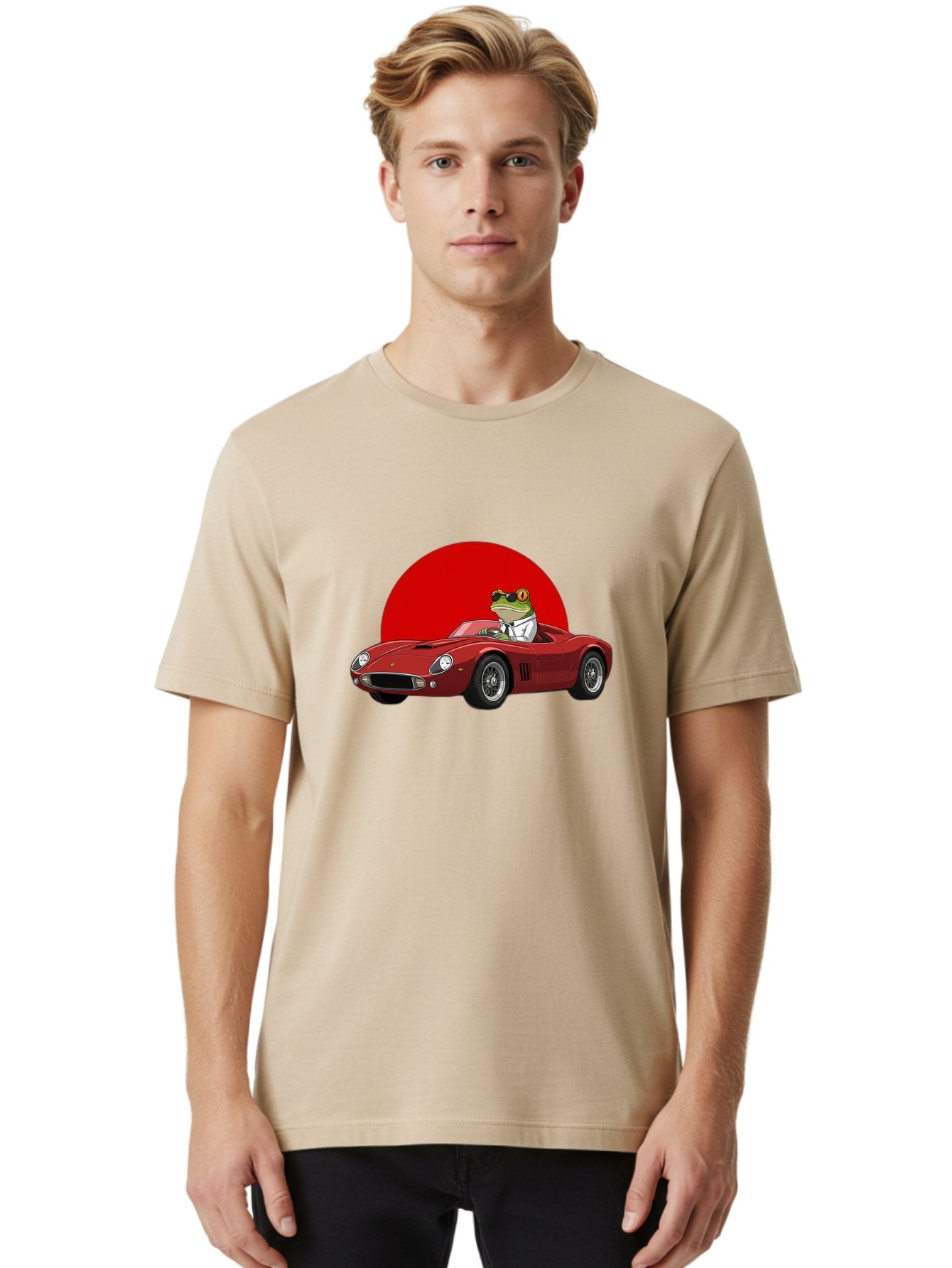 Frog-Driving-Red-Convertible Men'S Graphic Tee, 100% Cotton, Comfortable Casual Summer Wear, Machine Washable, Vintage Camera, Old Camera, Antique Camera, Black Camera, Classic Photography, Photography Equipment, Nostalgic Device, Film Camera, Baf822 19