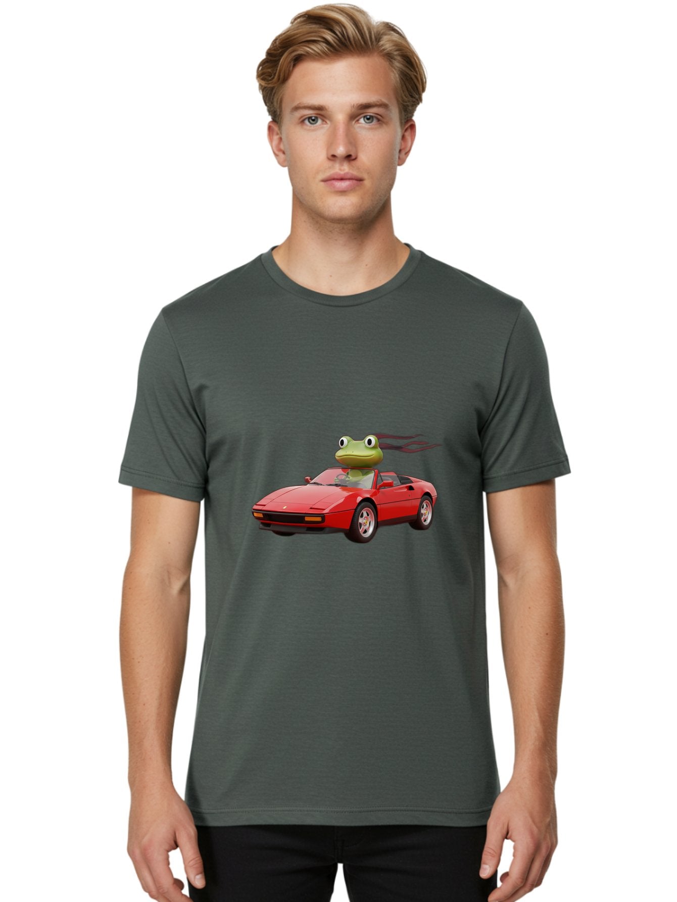 Frog-In-Ferrari-2 Men'S Graphic Tee, 100% Cotton, Comfortable Casual Summer Wear, Machine Washable, Vintage Camera, Old Camera, Antique Camera, Black Camera, Classic Photography, Photography Equipment, Nostalgic Device, Film Camera, Camera Art Baf826 22