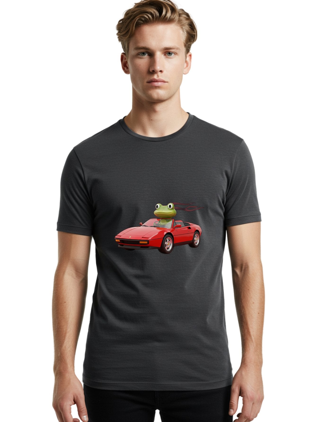 Frog-In-Ferrari-2 Men'S Graphic Tee, 100% Cotton, Comfortable Casual Summer Wear, Machine Washable, Vintage Camera, Old Camera, Antique Camera, Black Camera, Classic Photography, Photography Equipment, Nostalgic Device, Film Camera, Camera Art Baf826 27