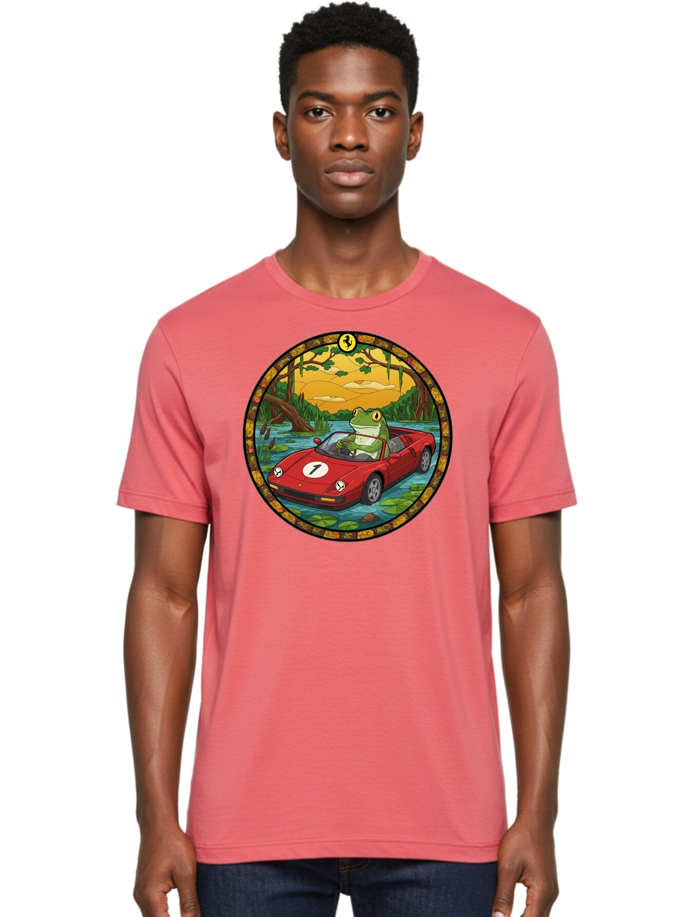 Frog-In-Ferrari-3 Men'S Graphic Tee, 100% Cotton, Comfortable Casual Summer Wear, Machine Washable, Vintage Camera, Old Camera, Antique Camera, Black Camera, Classic Photography, Photography Equipment, Nostalgic Device, Film Camera, Camera Art Baf827 22