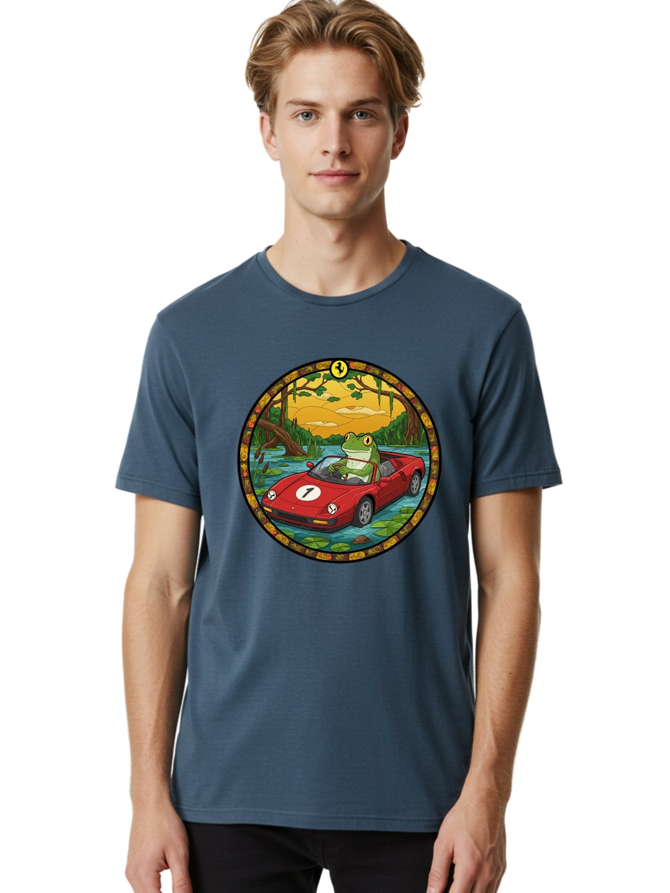 Frog-In-Ferrari-3 Men'S Graphic Tee, 100% Cotton, Comfortable Casual Summer Wear, Machine Washable, Vintage Camera, Old Camera, Antique Camera, Black Camera, Classic Photography, Photography Equipment, Nostalgic Device, Film Camera, Camera Art Baf827 23